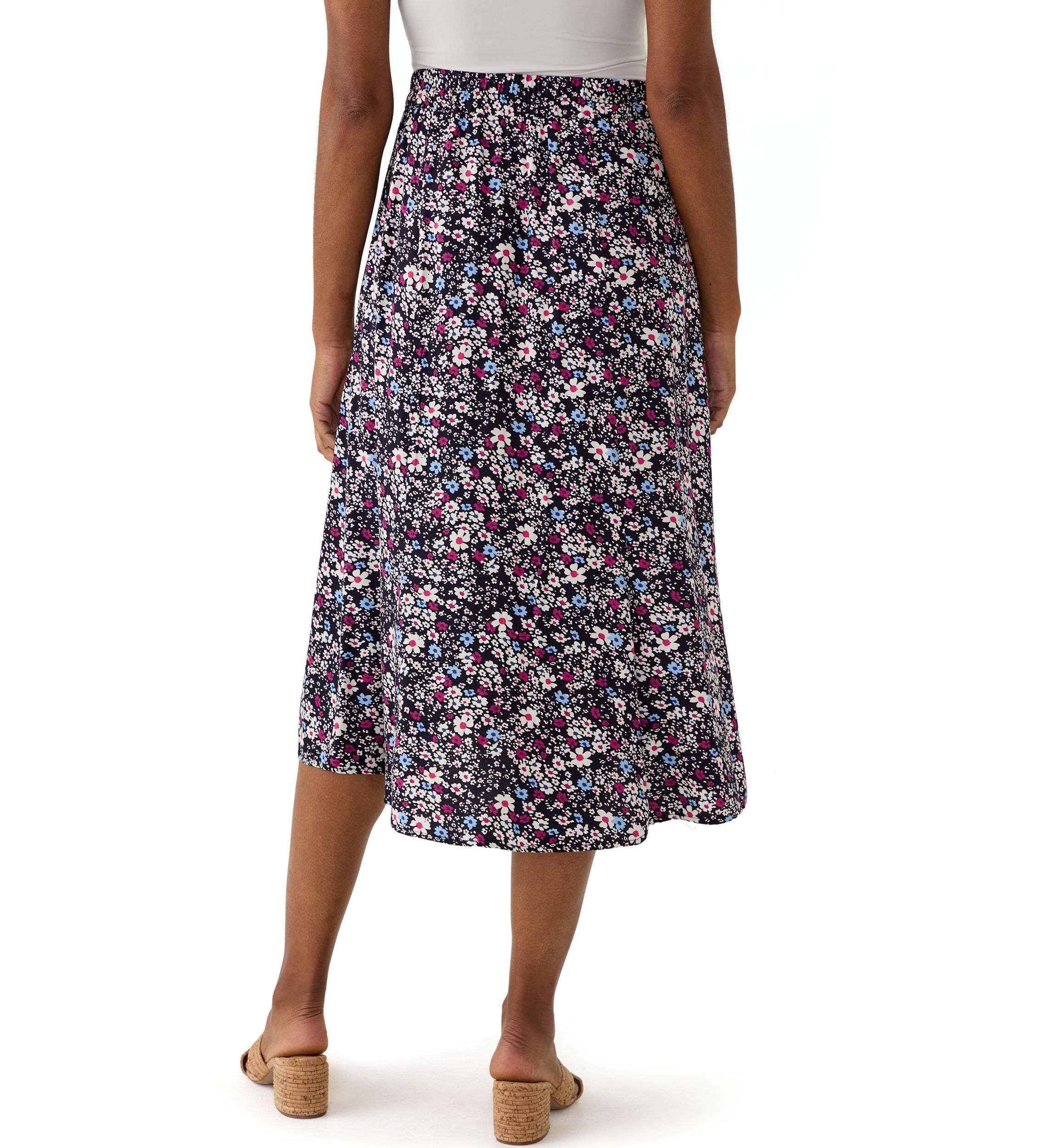 Womens Printed Midi Skirt