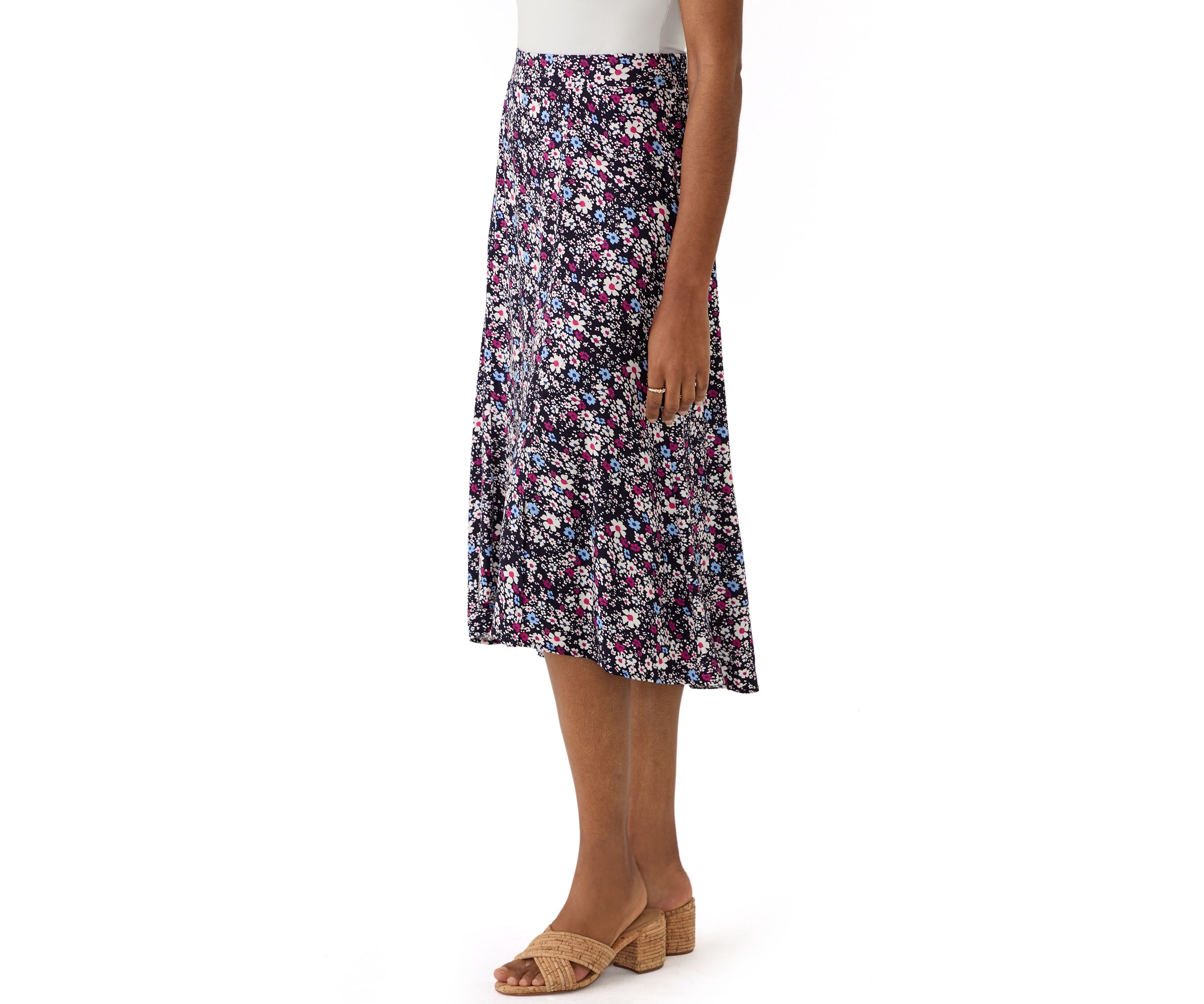 Womens Printed Midi Skirt