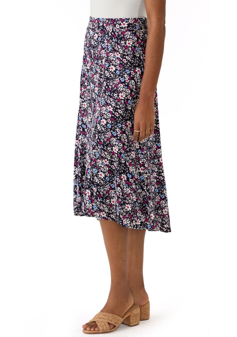 Womens Printed Midi Skirt