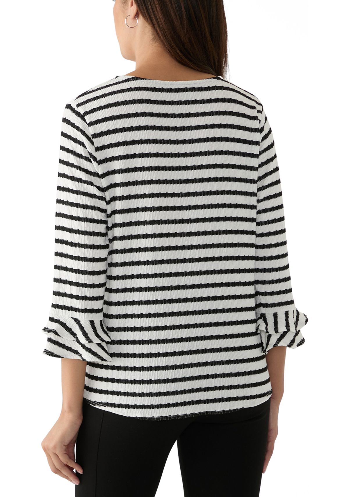 Womens 3/4 Sleeve Tie Hem Knit Blouse