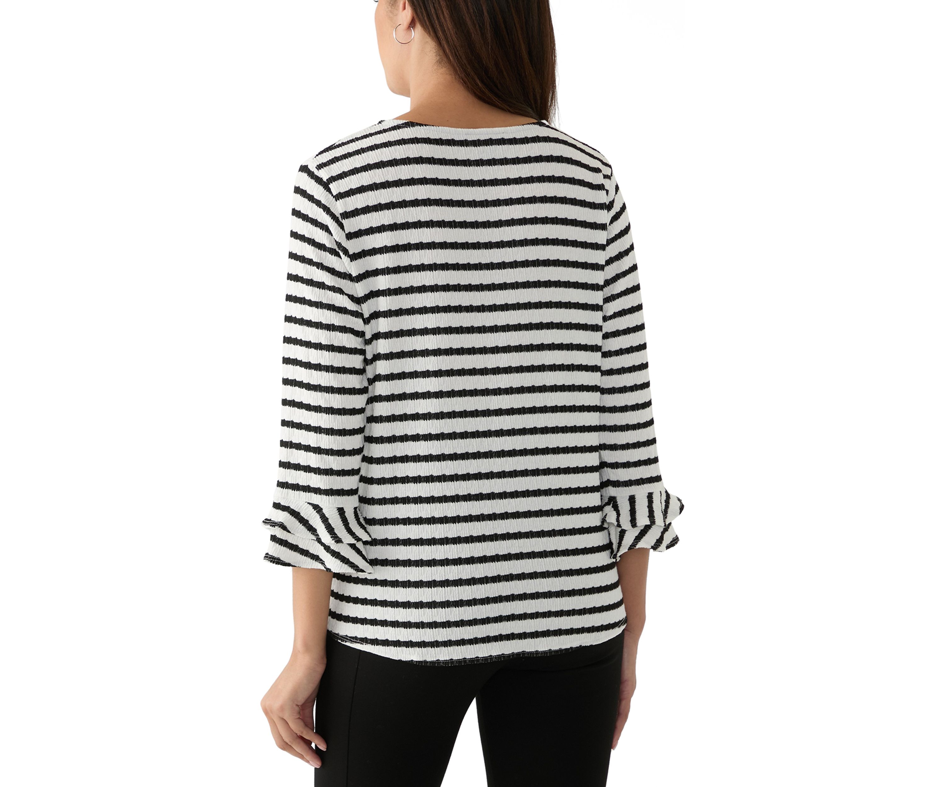 Womens 3/4 Sleeve Tie Hem Knit Blouse