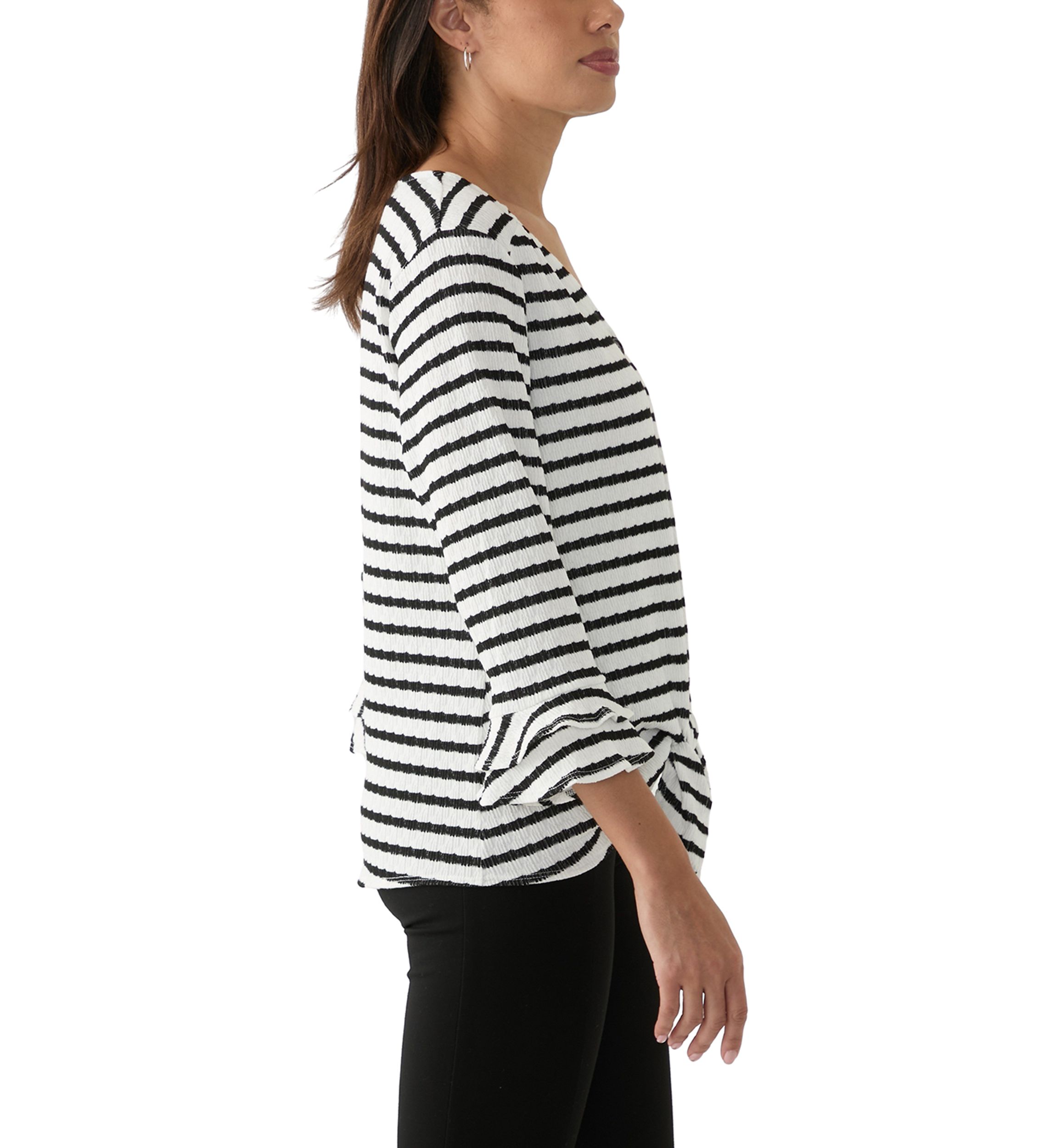 Womens 3/4 Sleeve Tie Hem Knit Blouse