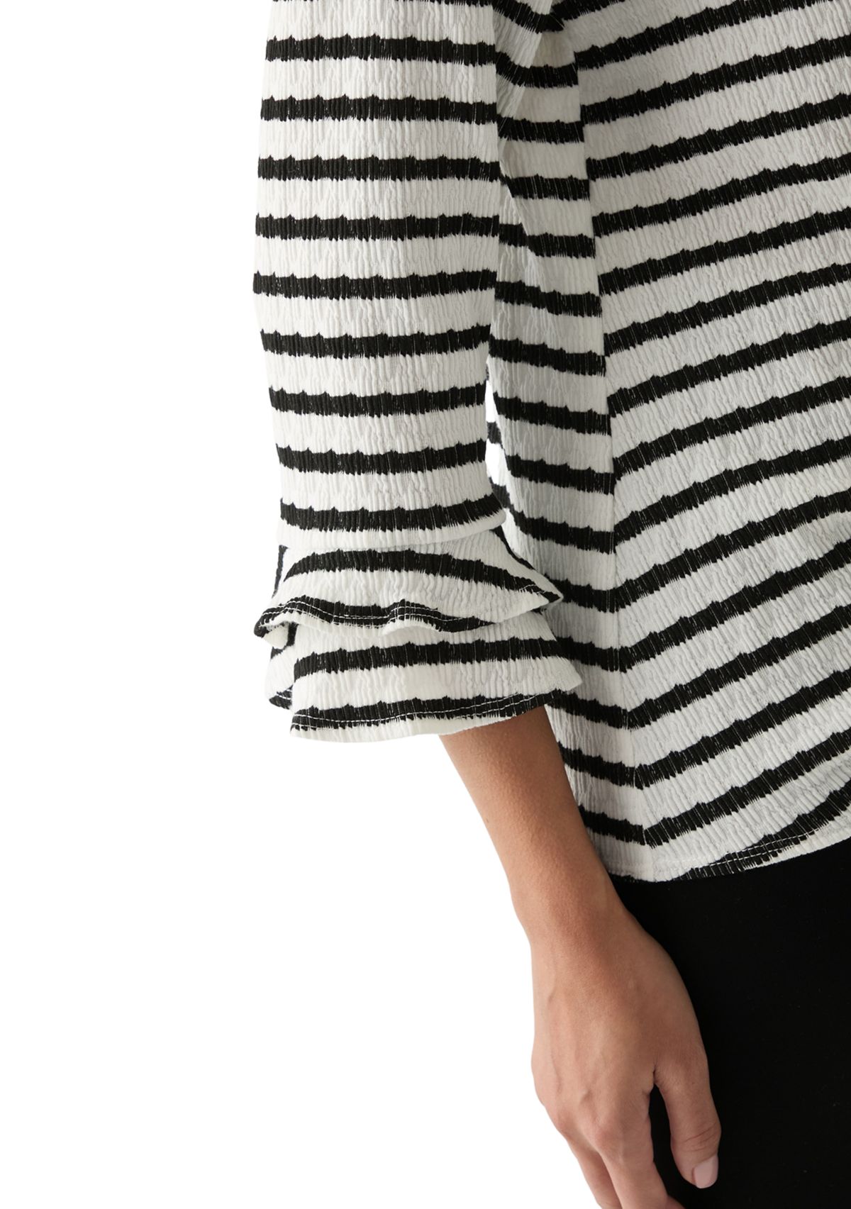 Womens 3/4 Sleeve Tie Hem Knit Blouse