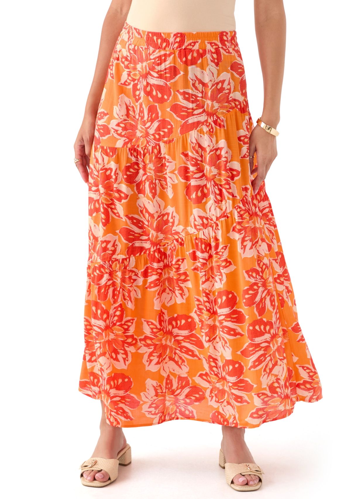 Womens Soft Printed Maxi Skirt