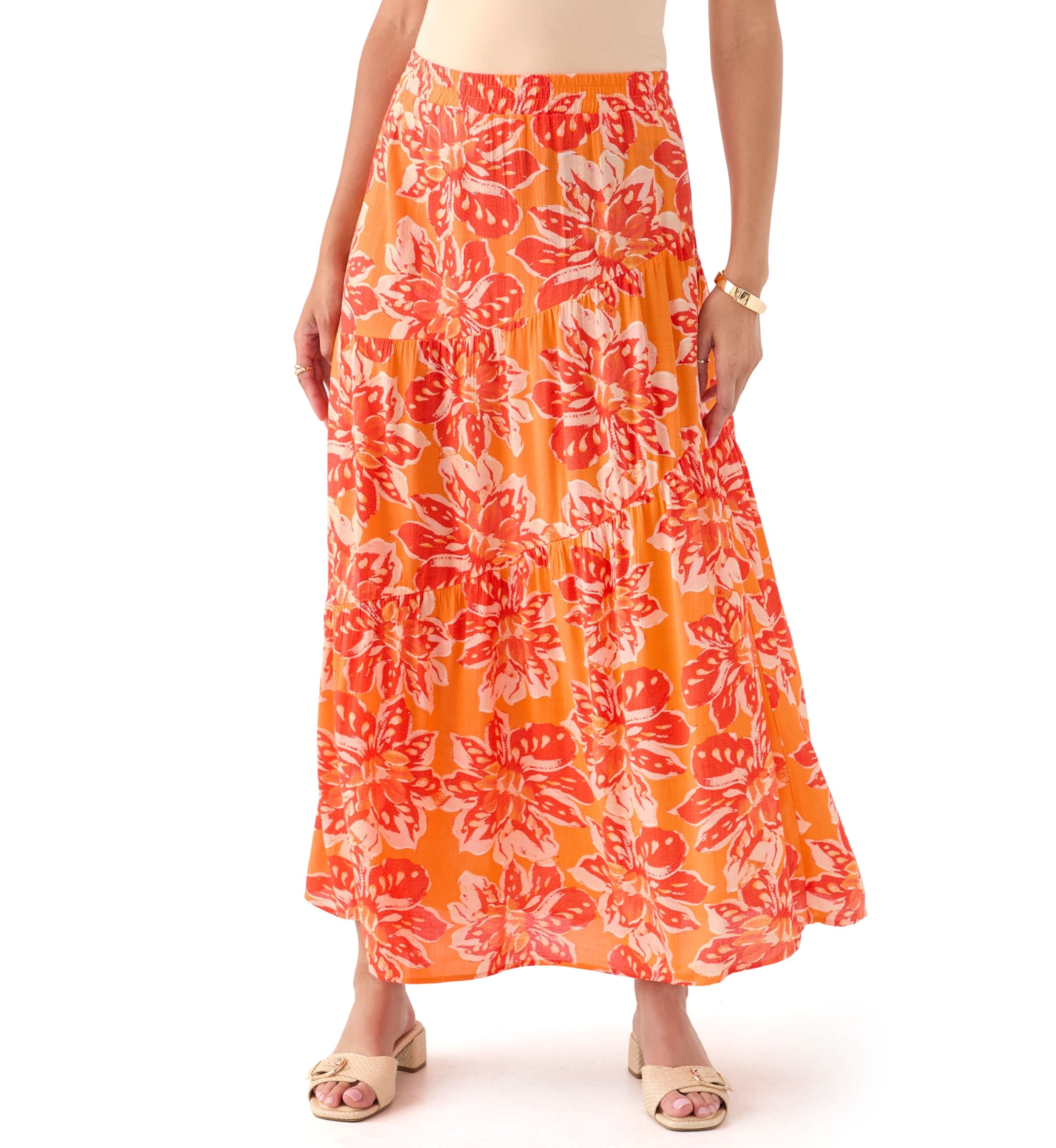 Womens Soft Printed Maxi Skirt