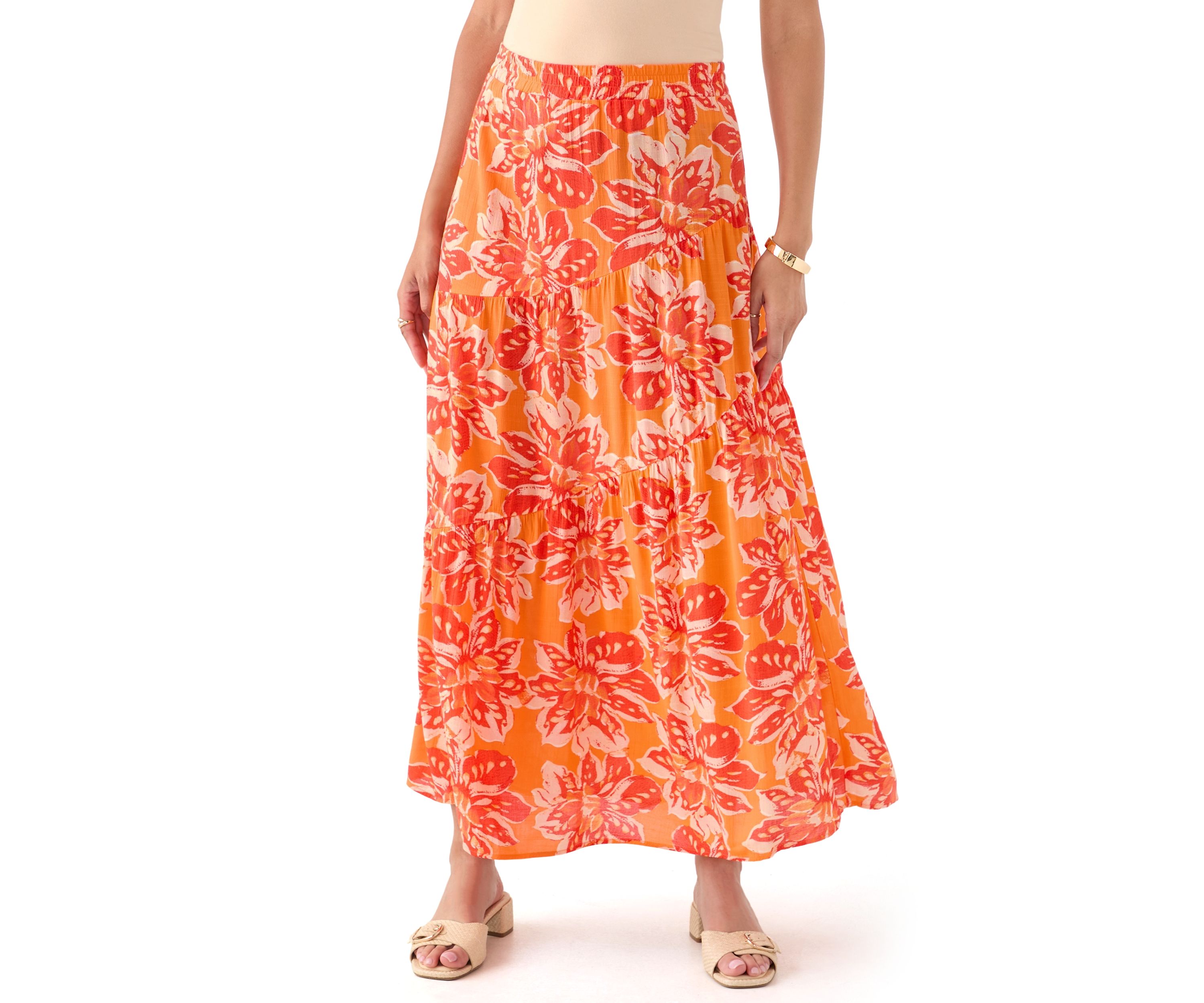 Womens Soft Printed Maxi Skirt