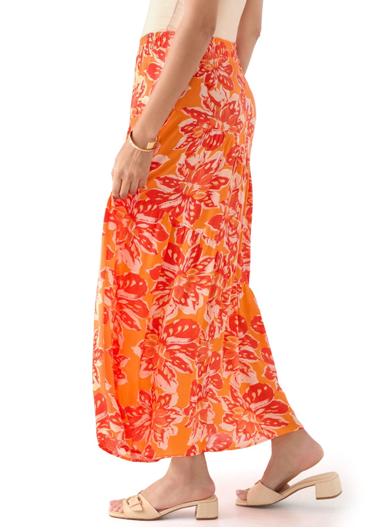 Womens Soft Printed Maxi Skirt