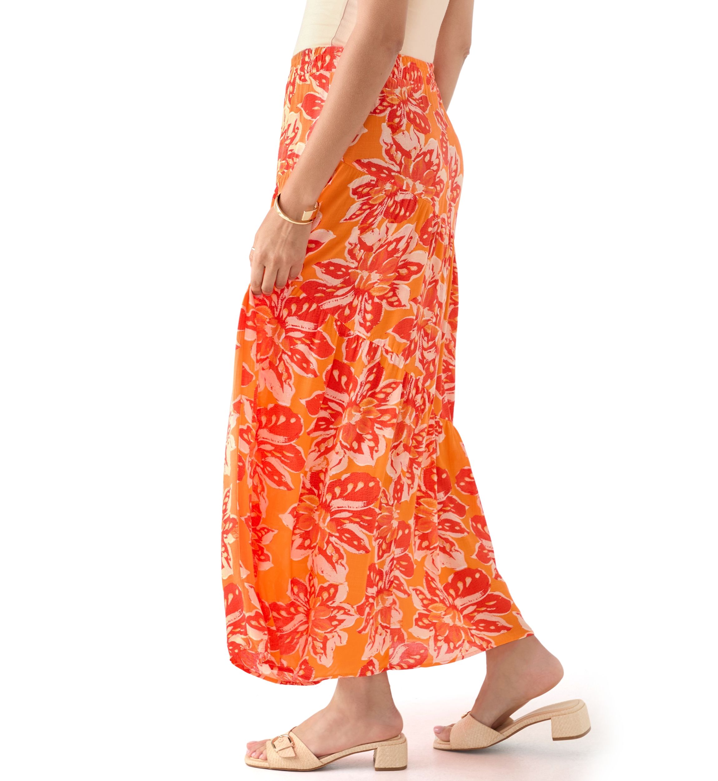 Womens Soft Printed Maxi Skirt