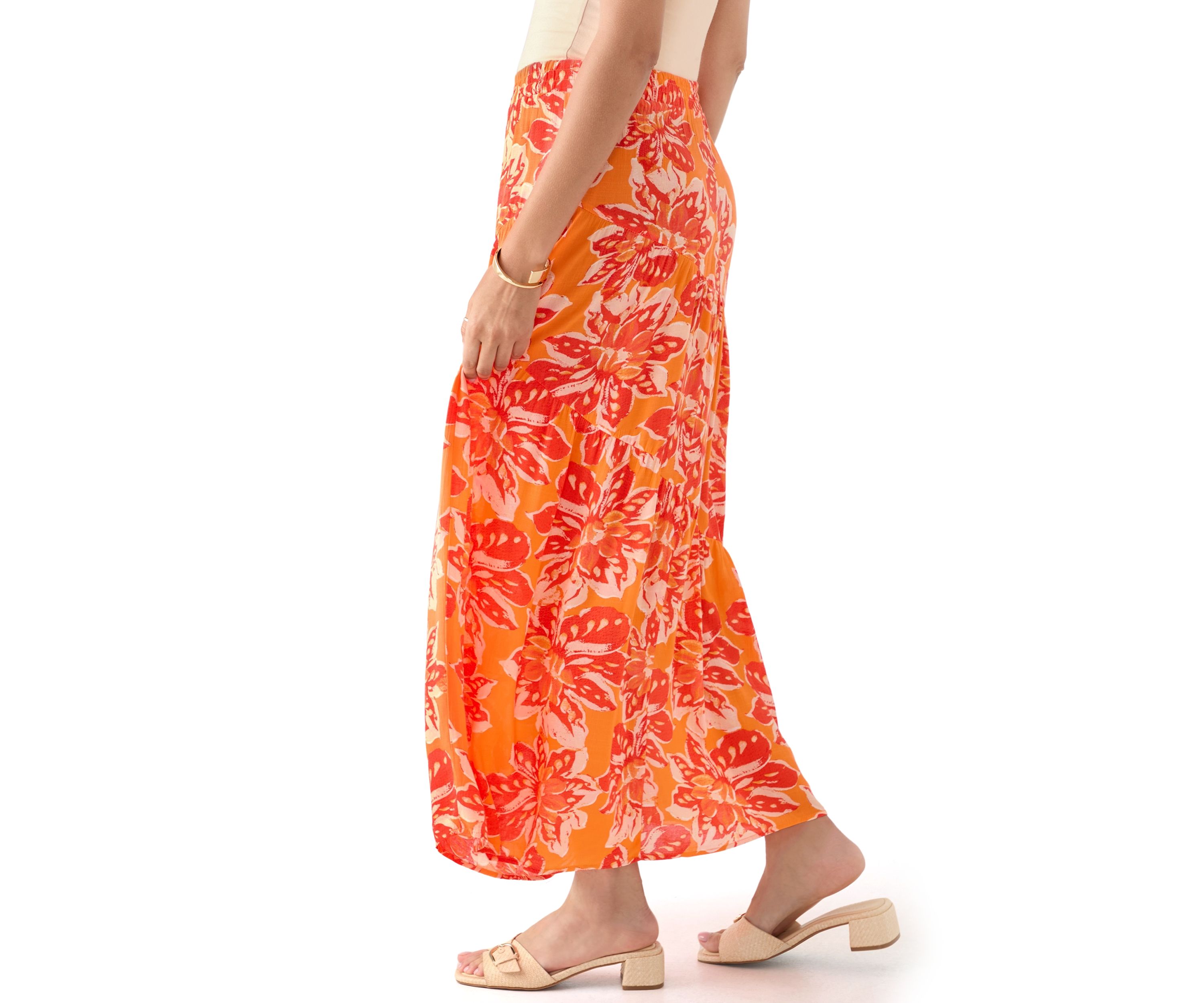 Womens Soft Printed Maxi Skirt