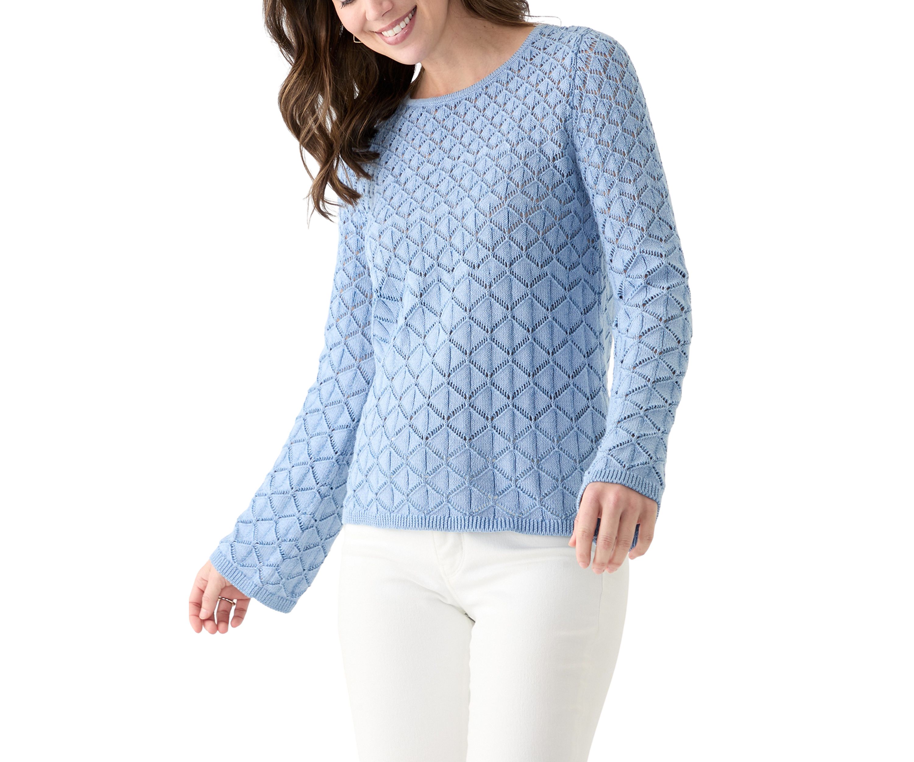 Womens Long Sleeve Crochet Sweater