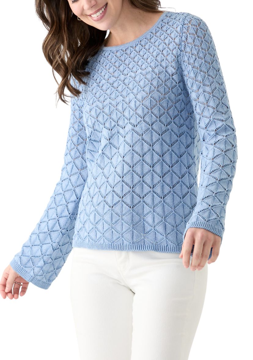 Womens Long Sleeve Crochet Sweater