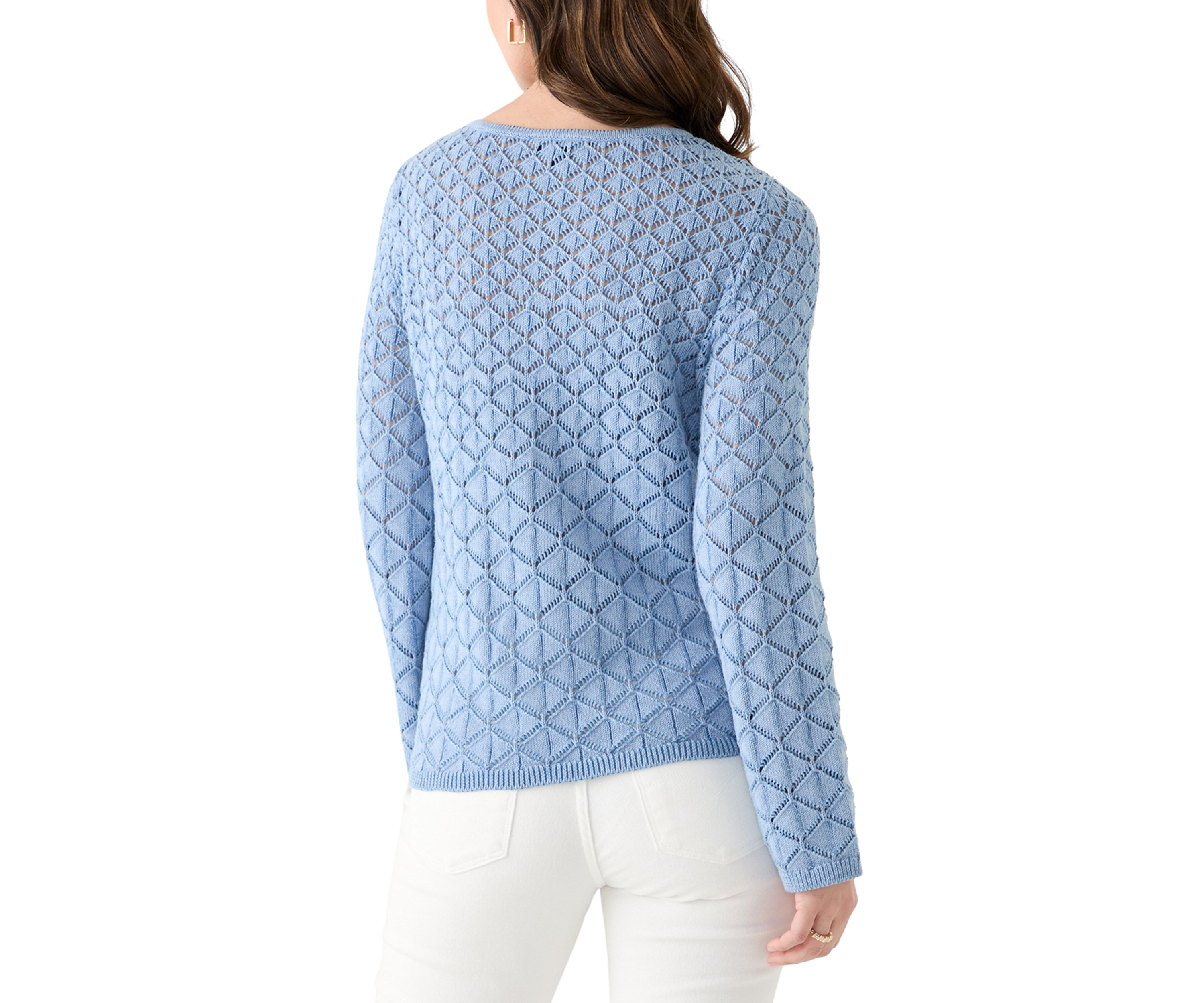 Womens Long Sleeve Crochet Sweater