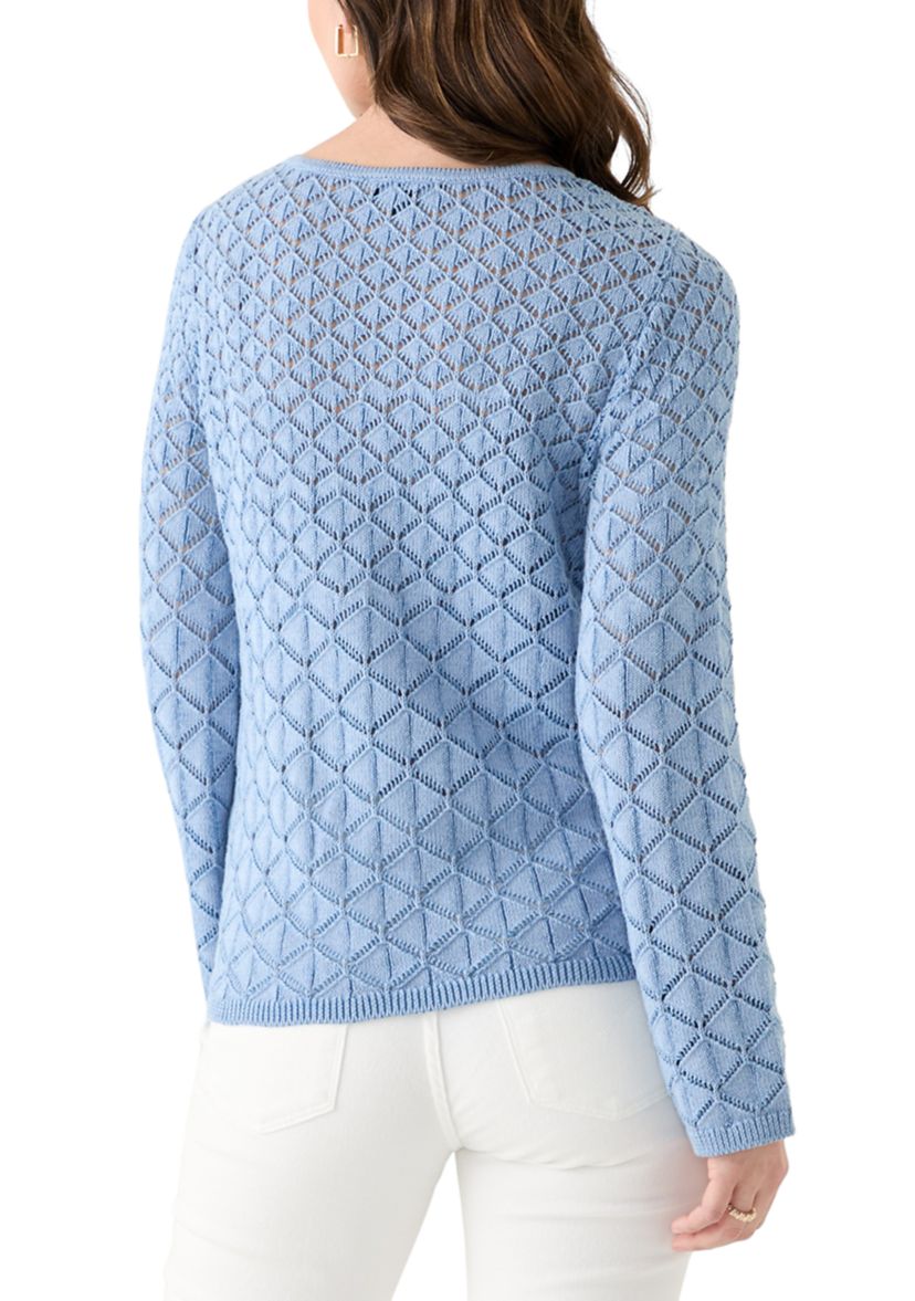 Womens Long Sleeve Crochet Sweater