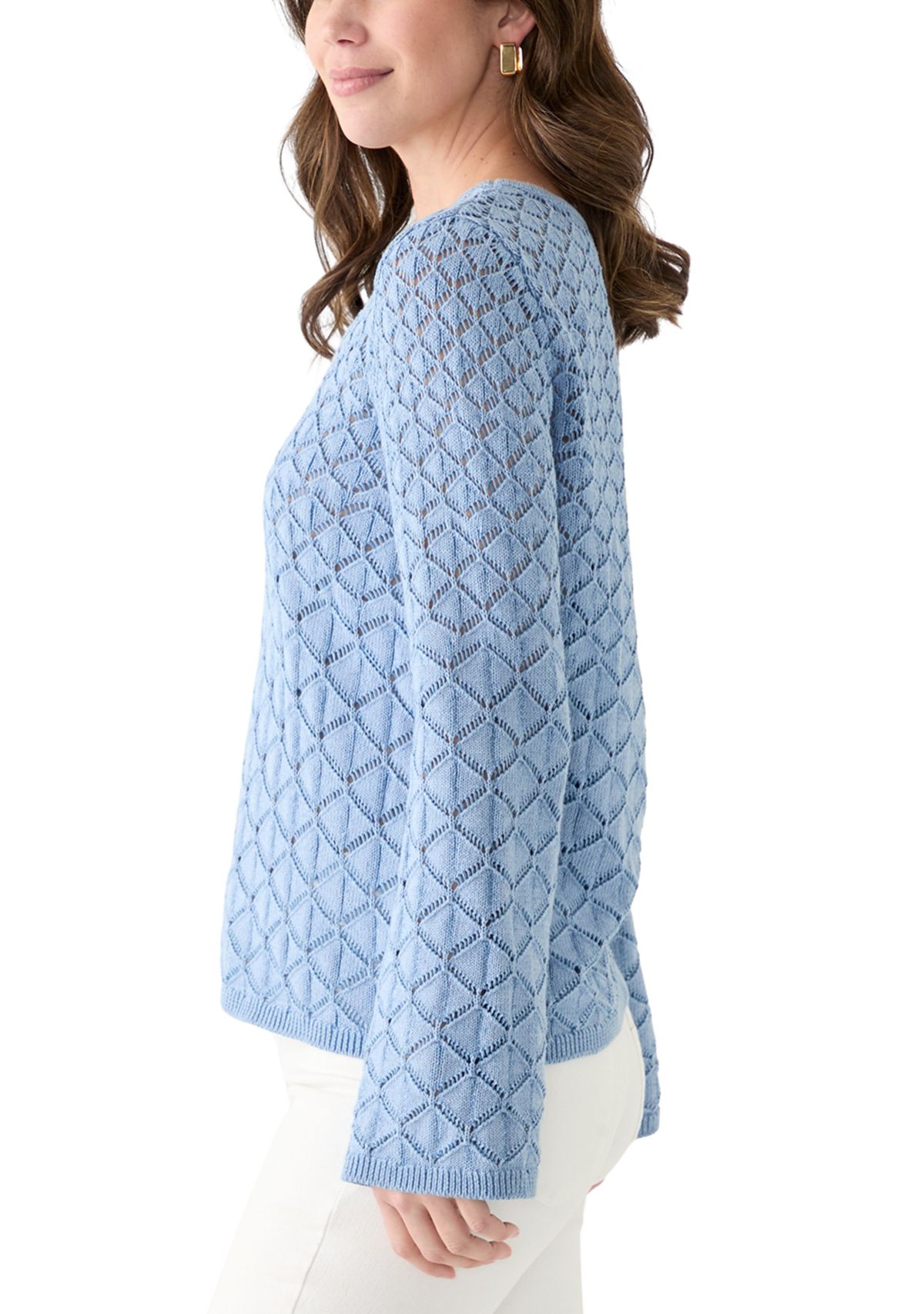 Womens Long Sleeve Crochet Sweater