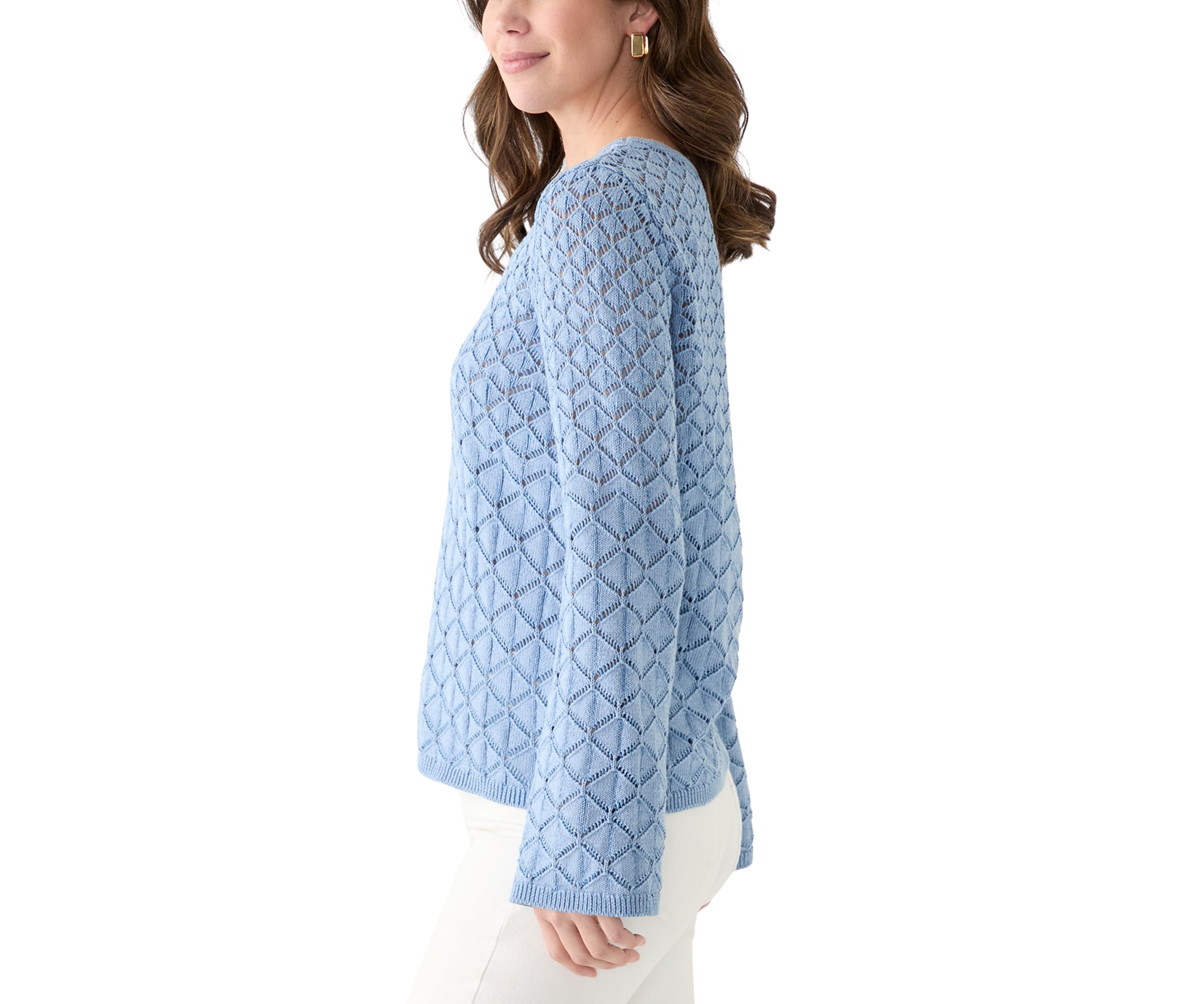 Womens Long Sleeve Crochet Sweater