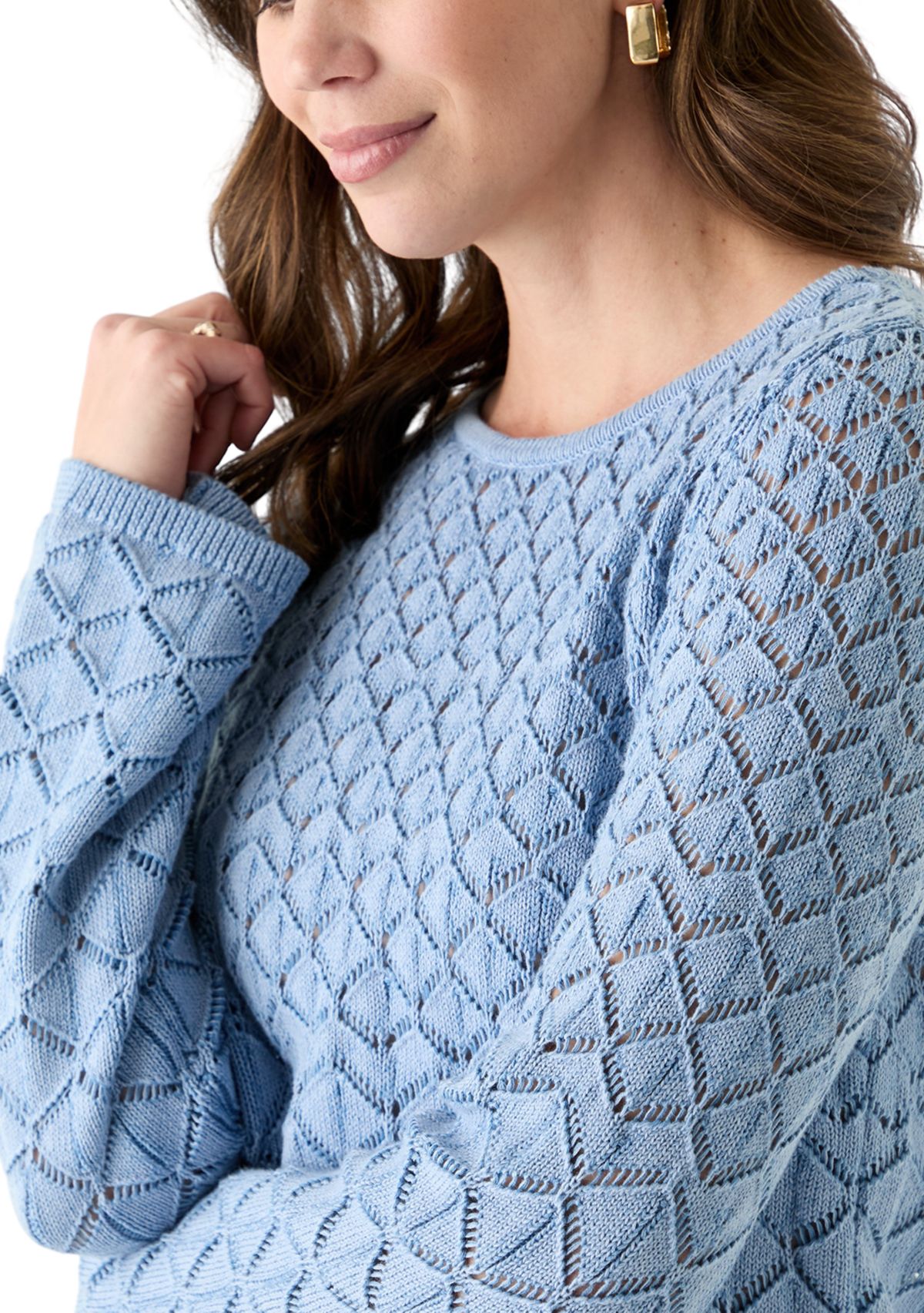 Womens Long Sleeve Crochet Sweater