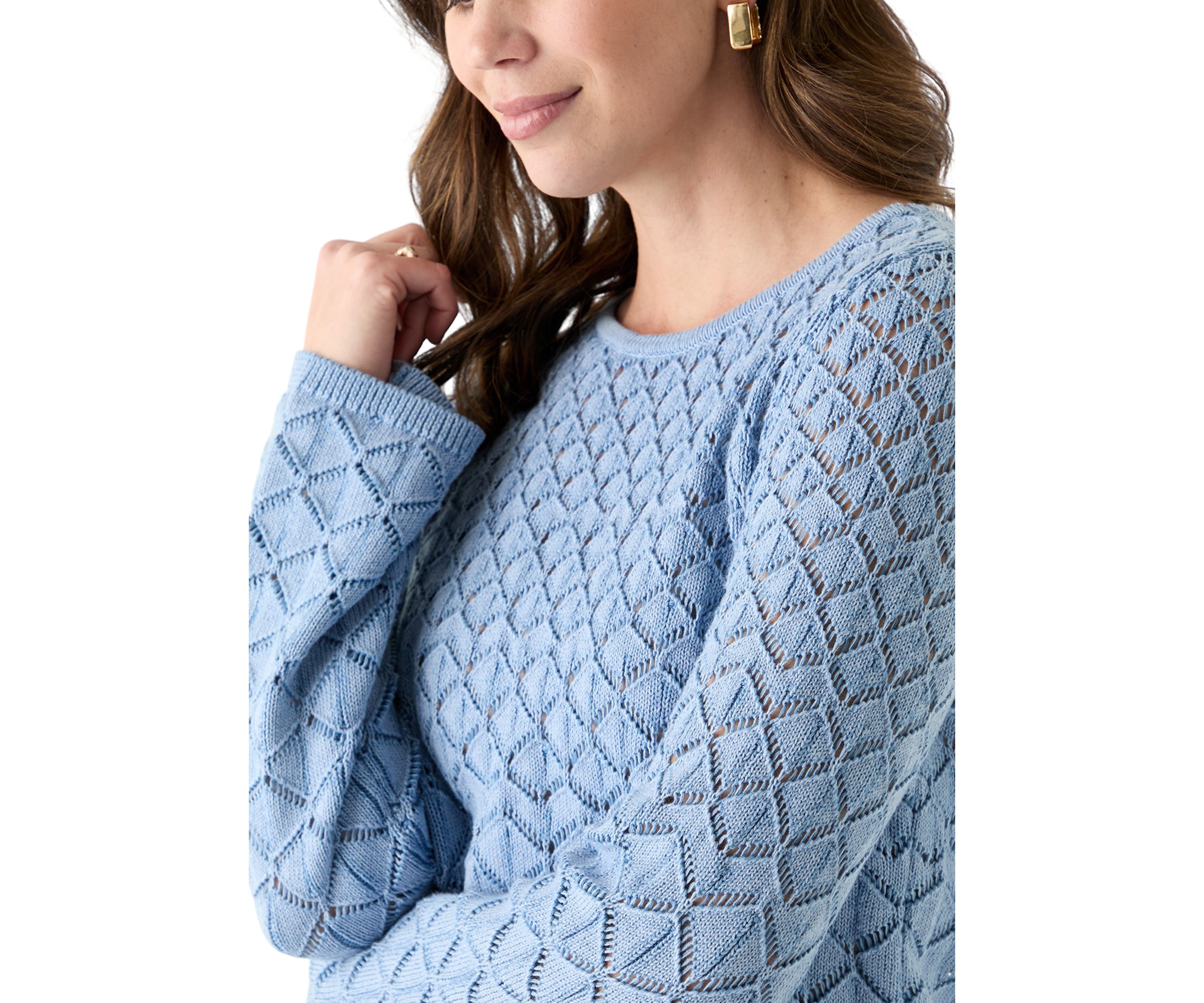 Womens Long Sleeve Crochet Sweater