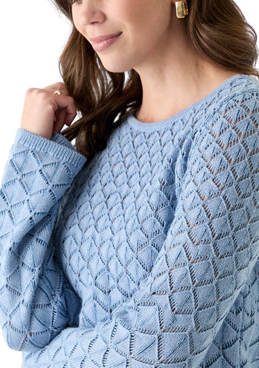 Womens Long Sleeve Crochet Sweater