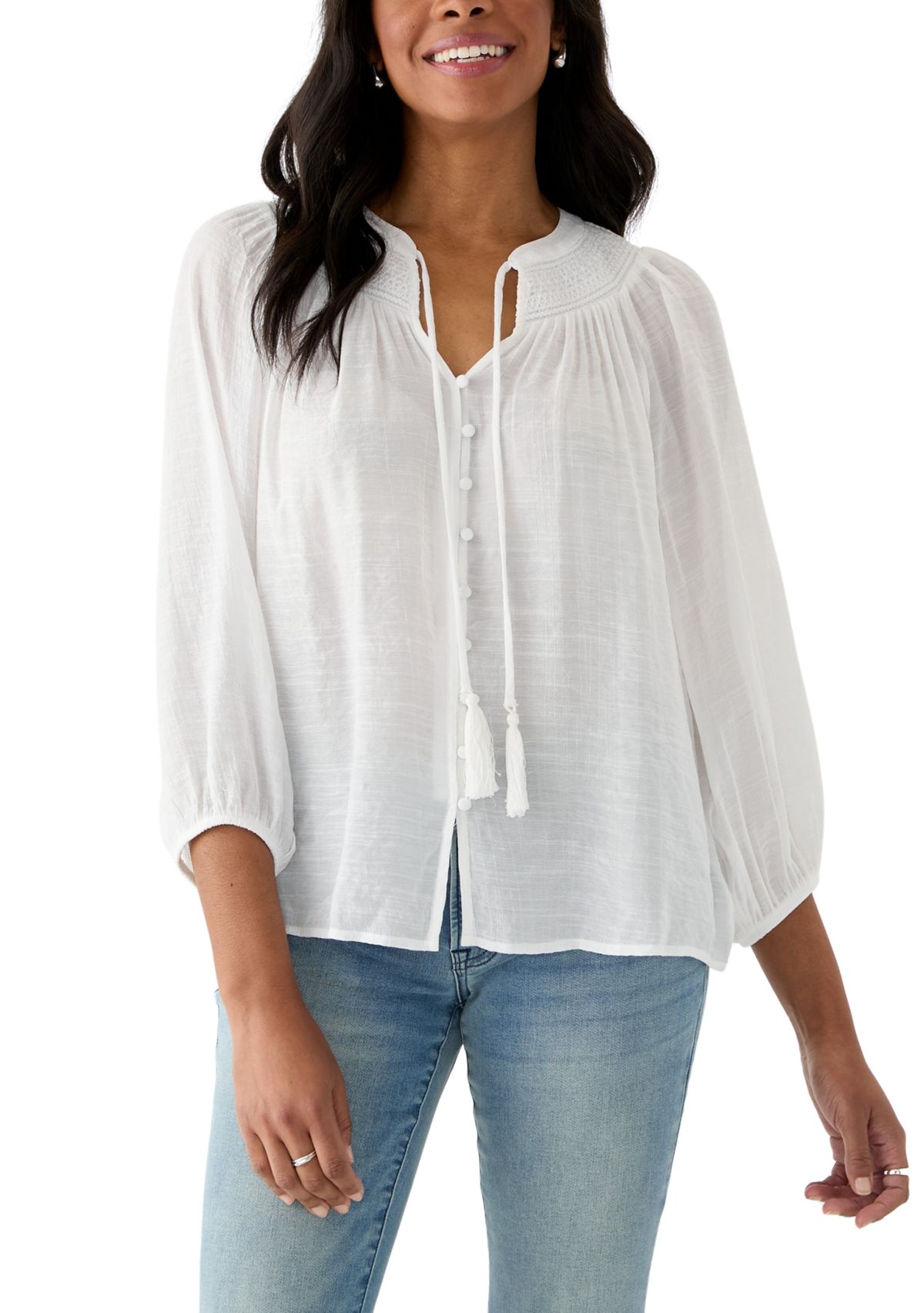 Womens Crochet Trim Blouse
