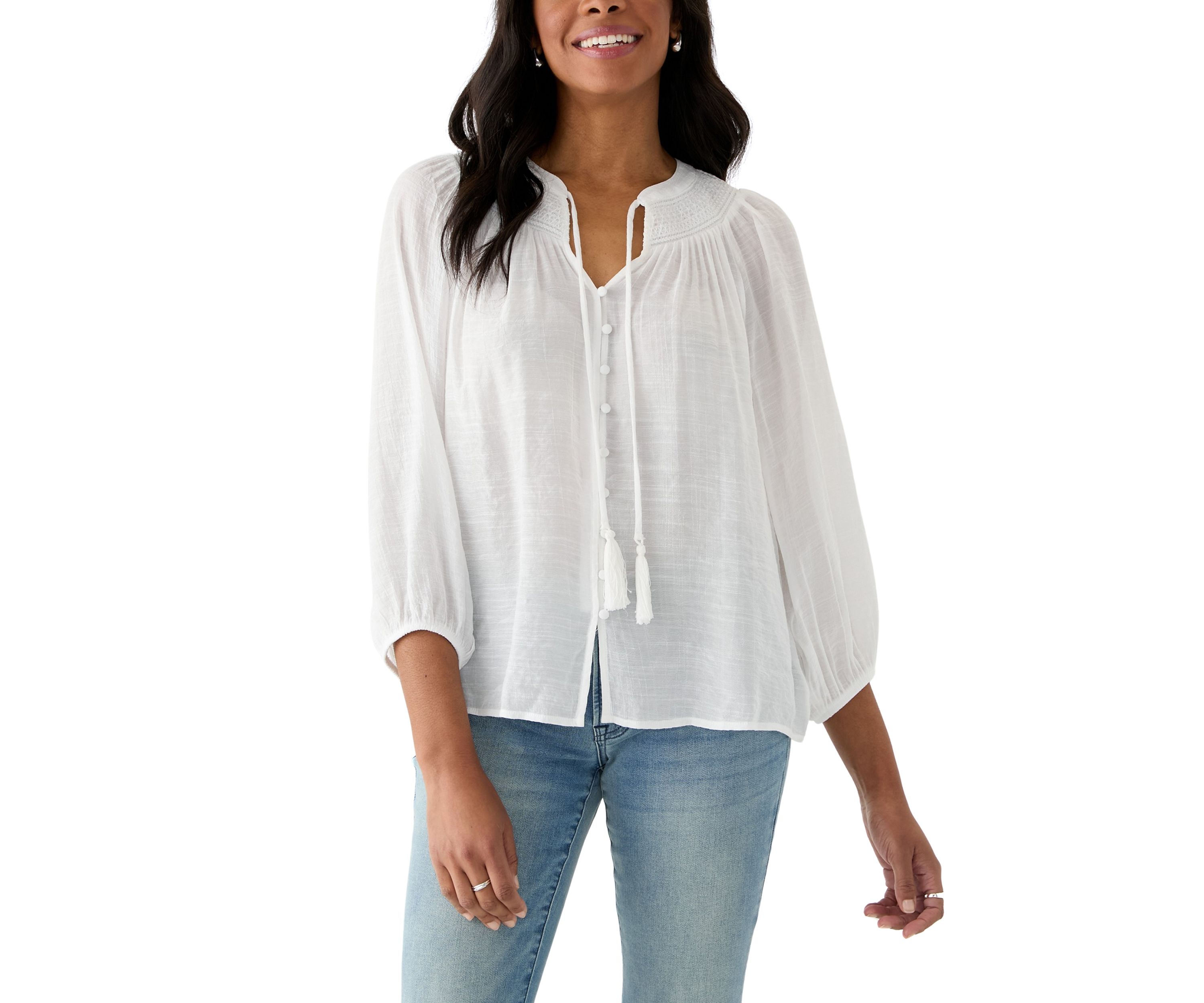 Womens Crochet Trim Blouse