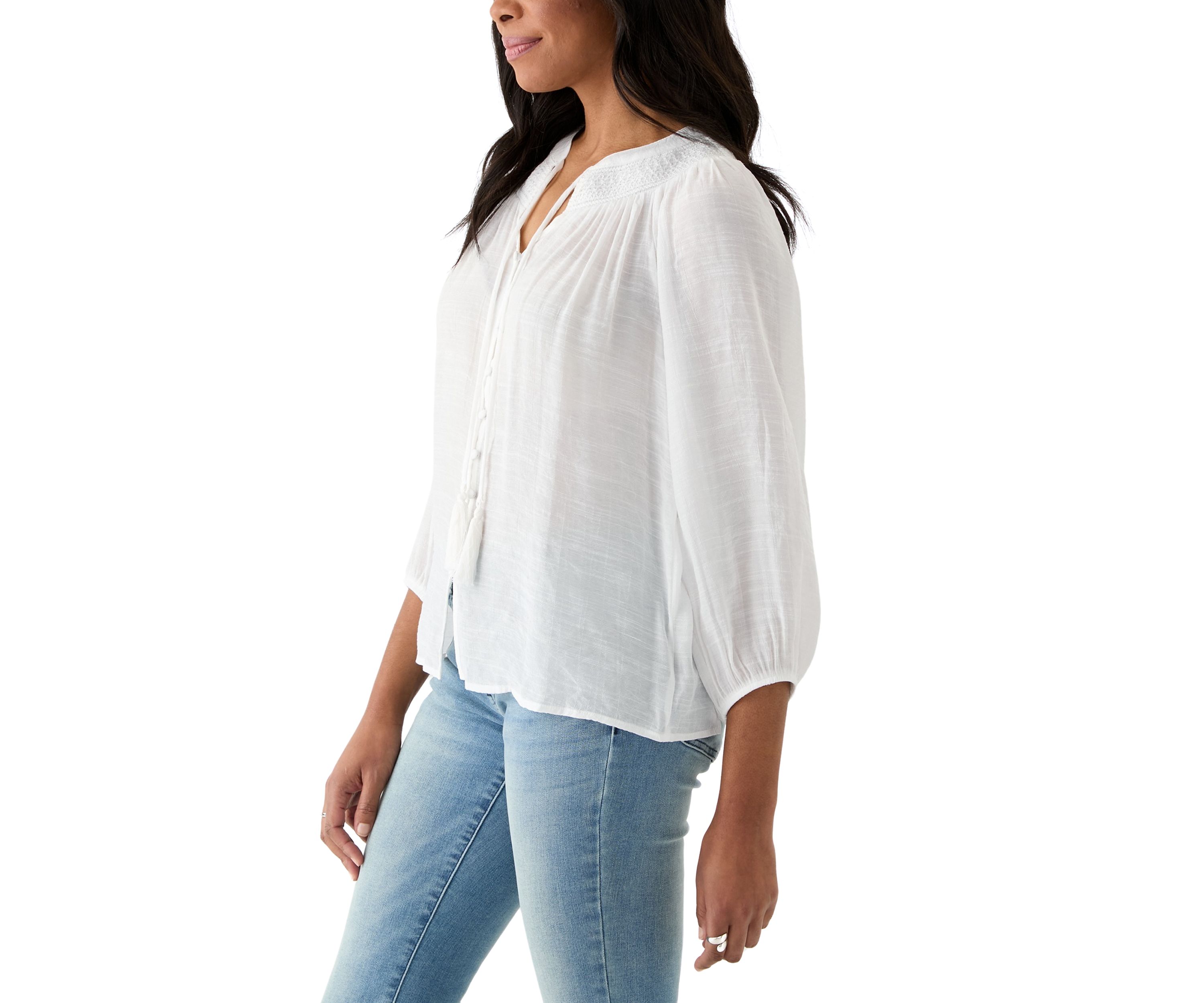 Womens Crochet Trim Blouse