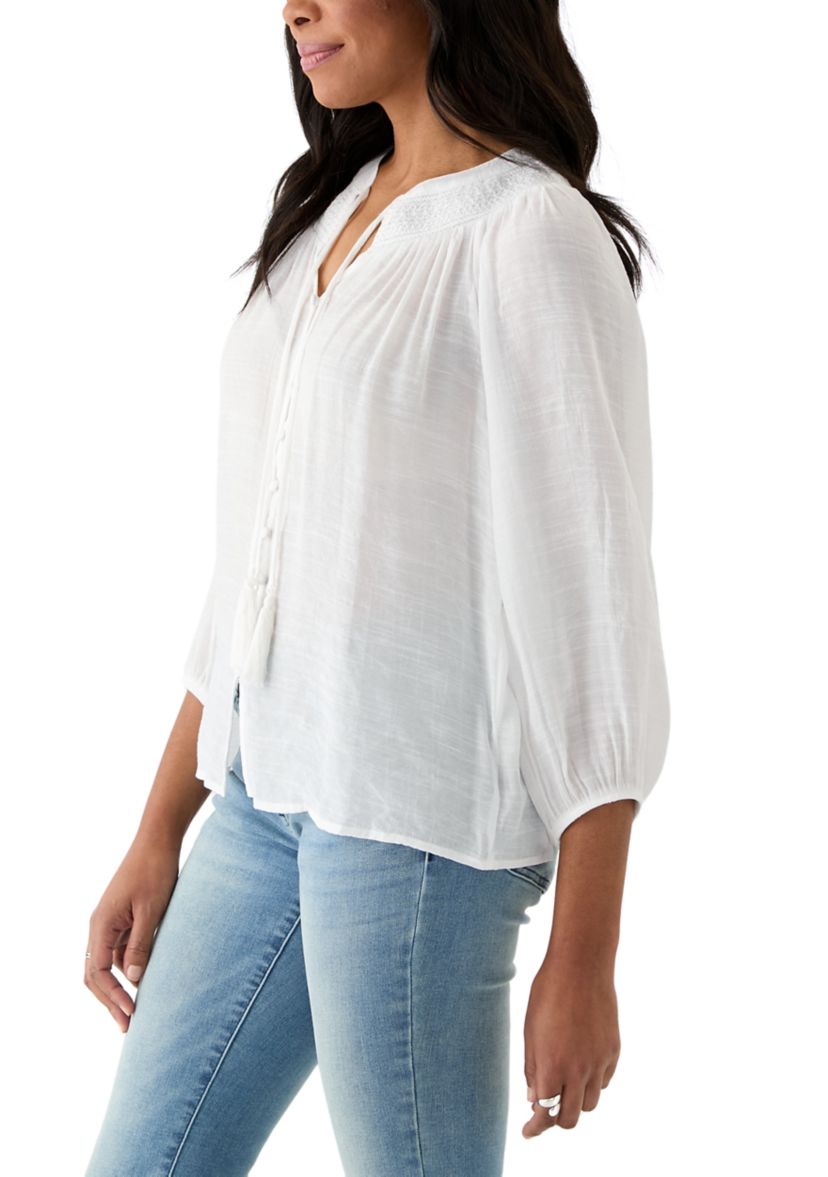 Womens Crochet Trim Blouse