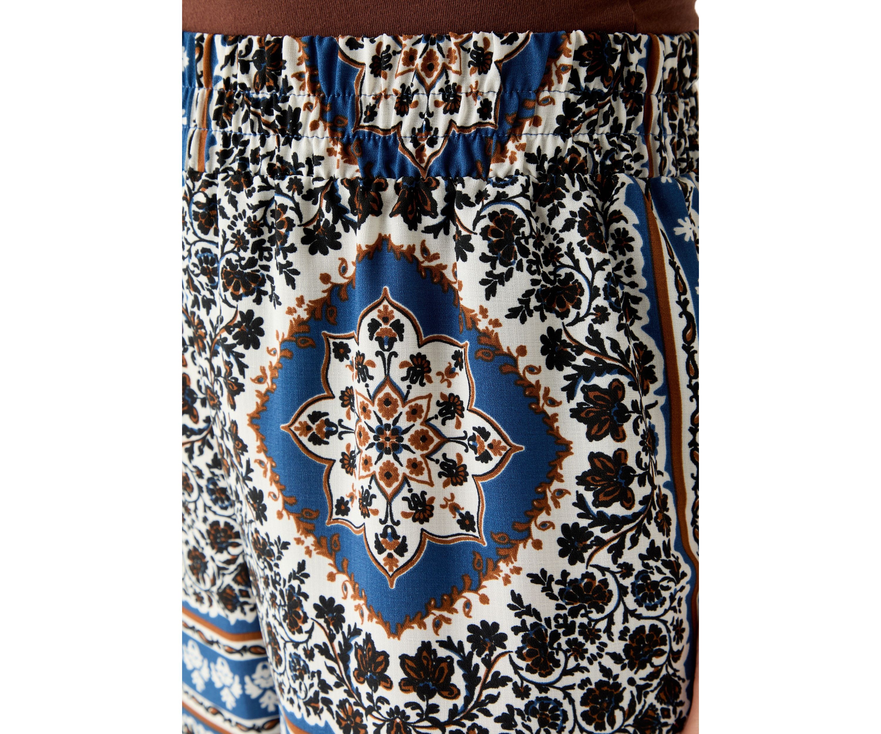 Womens Printed Wide Leg Drawstring Pants