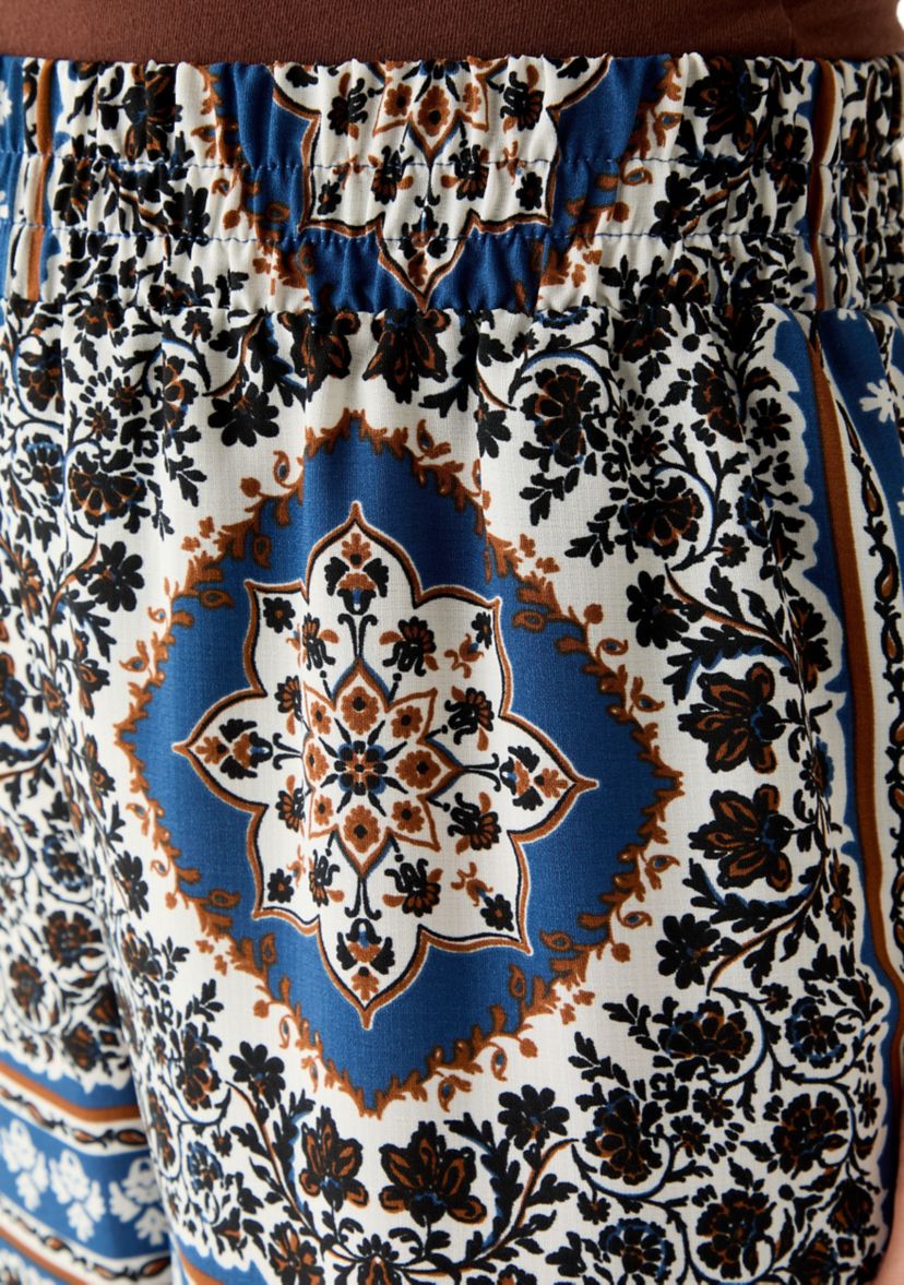 Womens Printed Wide Leg Drawstring Pants