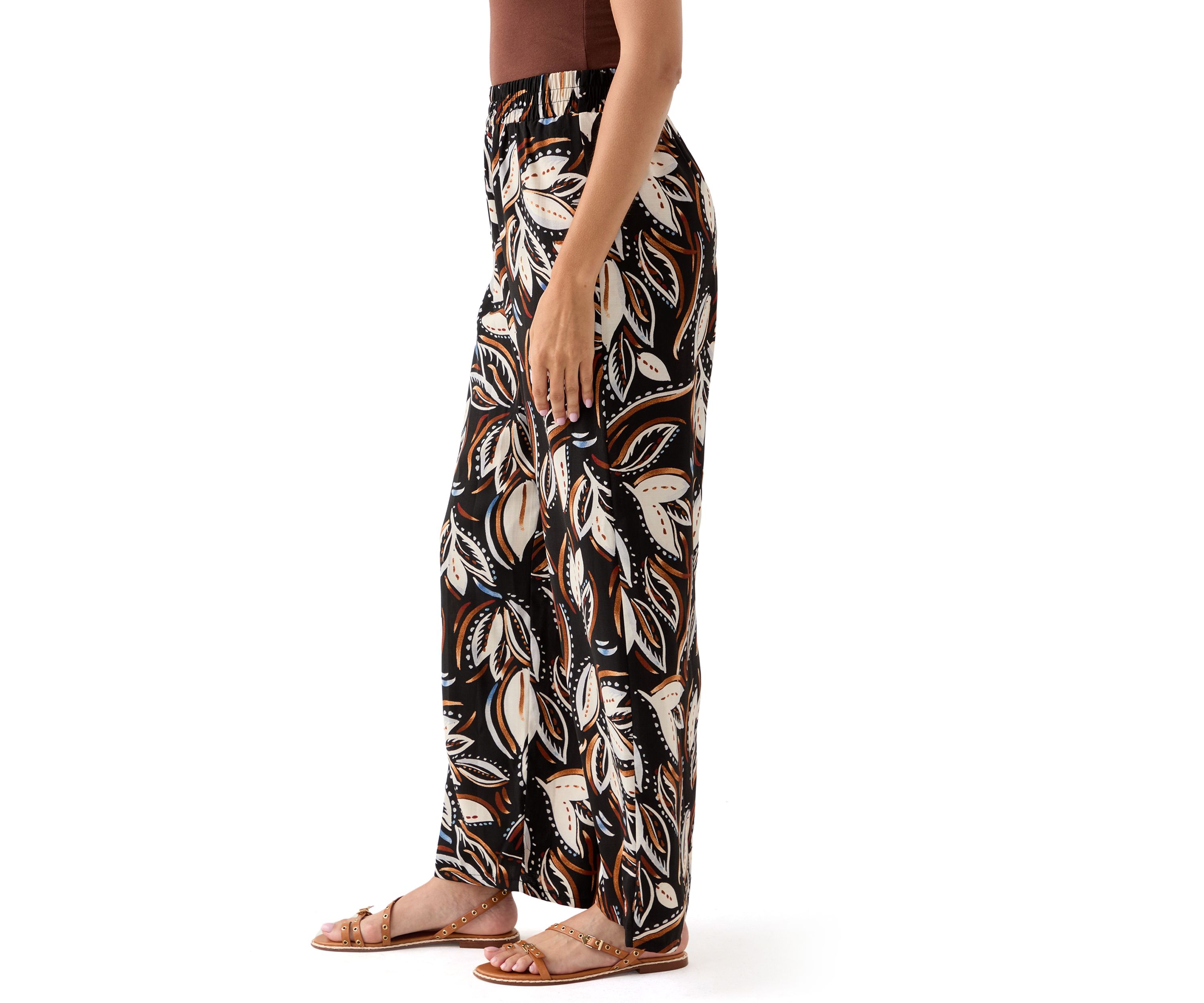 Womens Printed Wide Leg Drawstring Pants