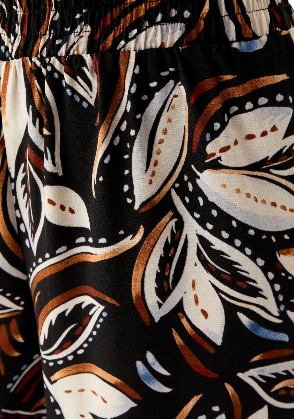 Womens Printed Wide Leg Drawstring Pants