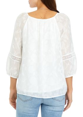 Women's 3/4 Sleeve Floral Jacquard Blouse