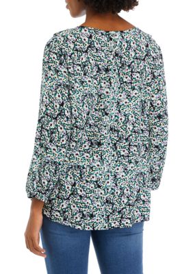 Women's Printed Tie Front Blouse