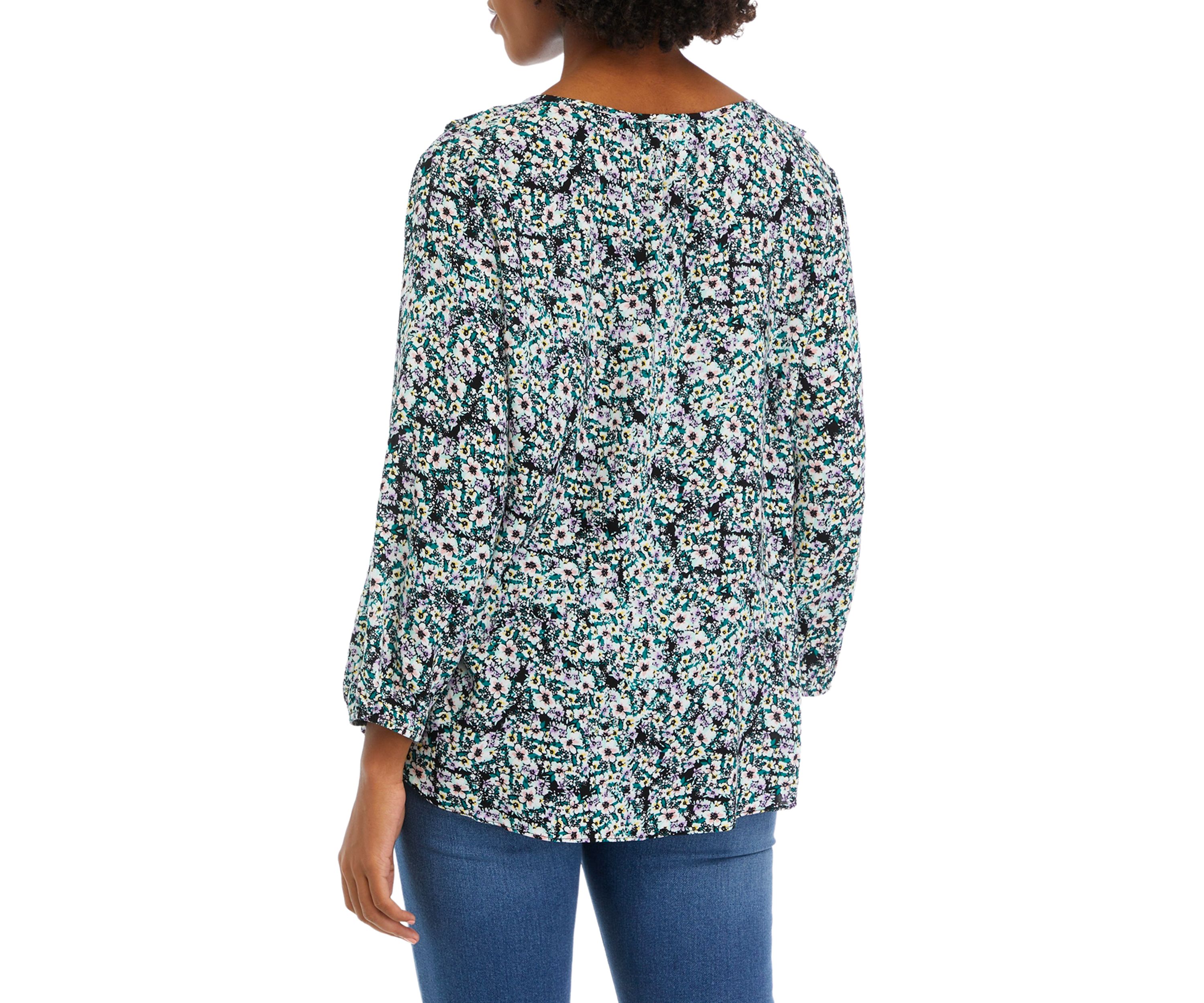 Womens Printed Tie Front Blouse
