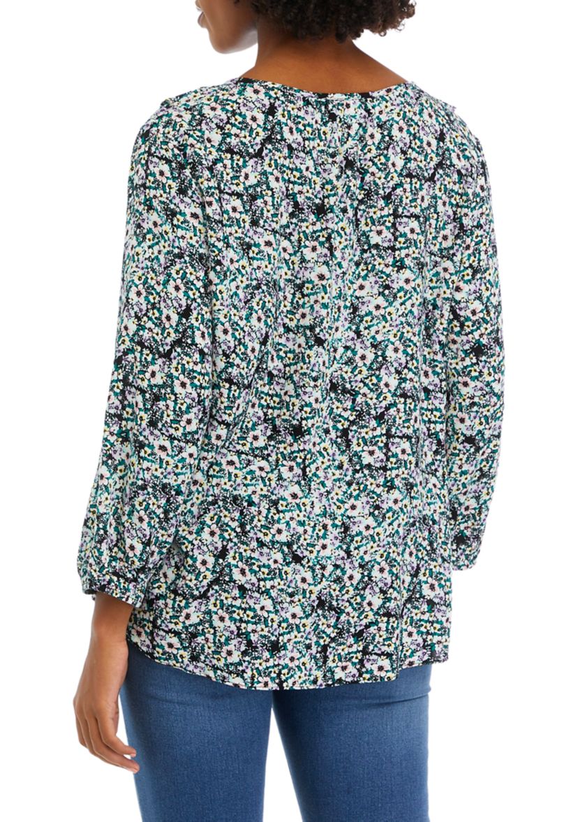 Womens Printed Tie Front Blouse