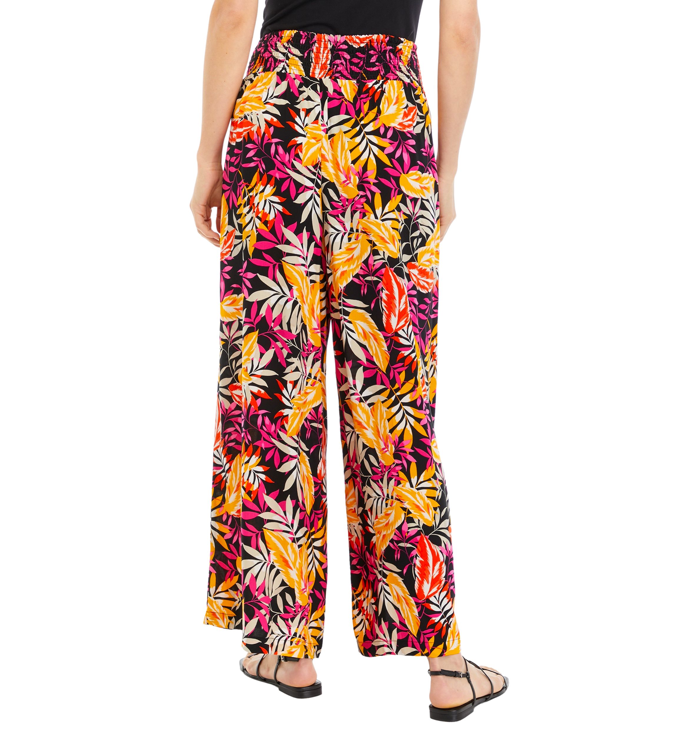 Womens Printed Smocked Waist Pants