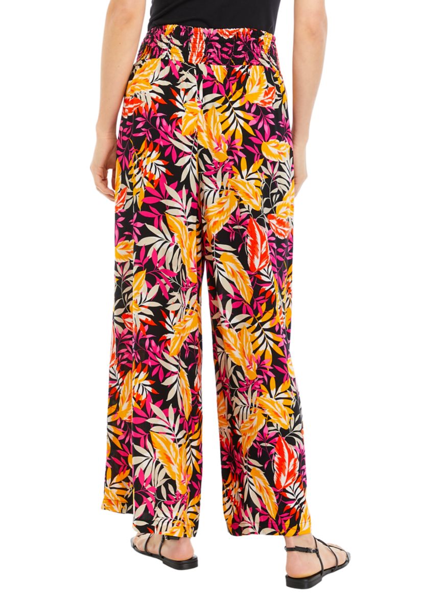 Womens Printed Smocked Waist Pants