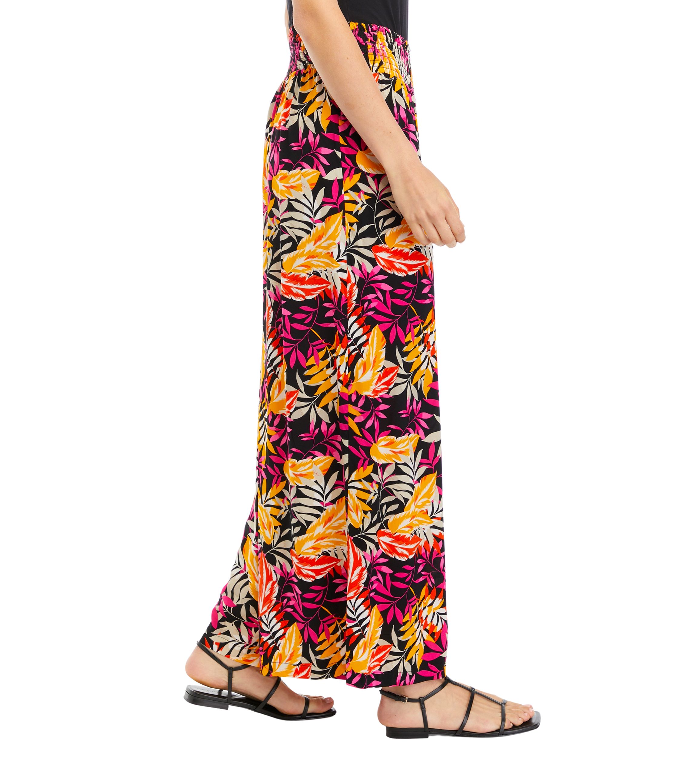 Womens Printed Smocked Waist Pants