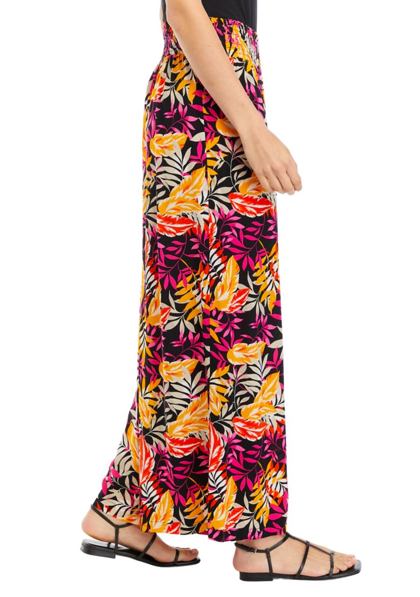 Womens Printed Smocked Waist Pants