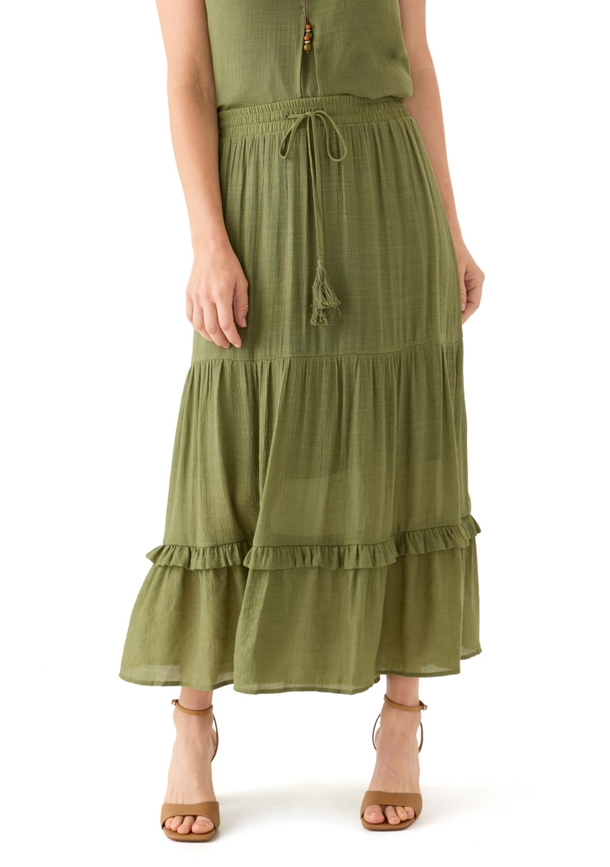 Womens Soft Tiered Maxi Skirt