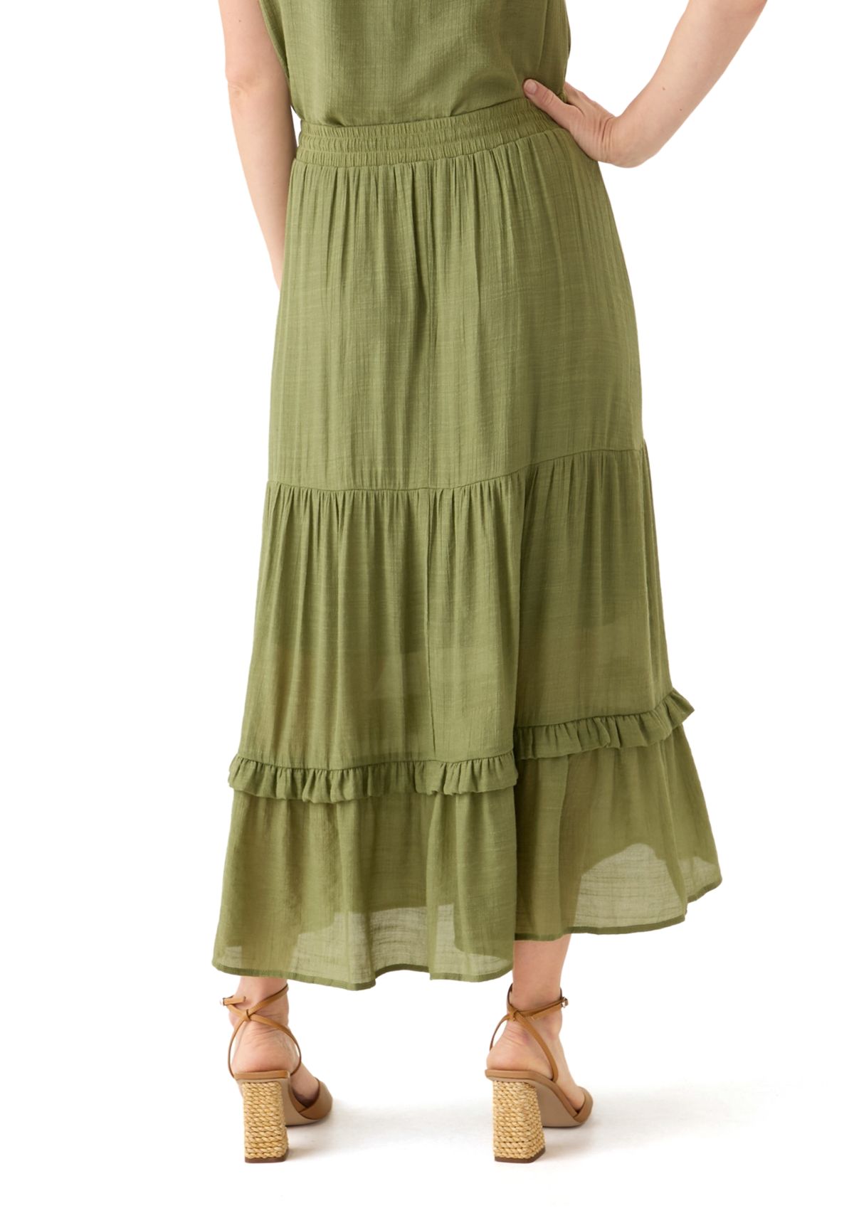 Womens Soft Tiered Maxi Skirt