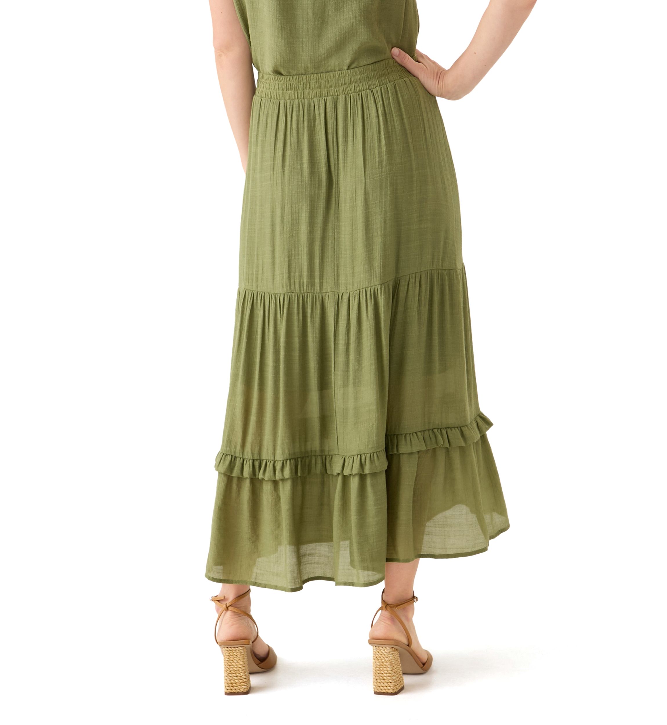 Womens Soft Tiered Maxi Skirt