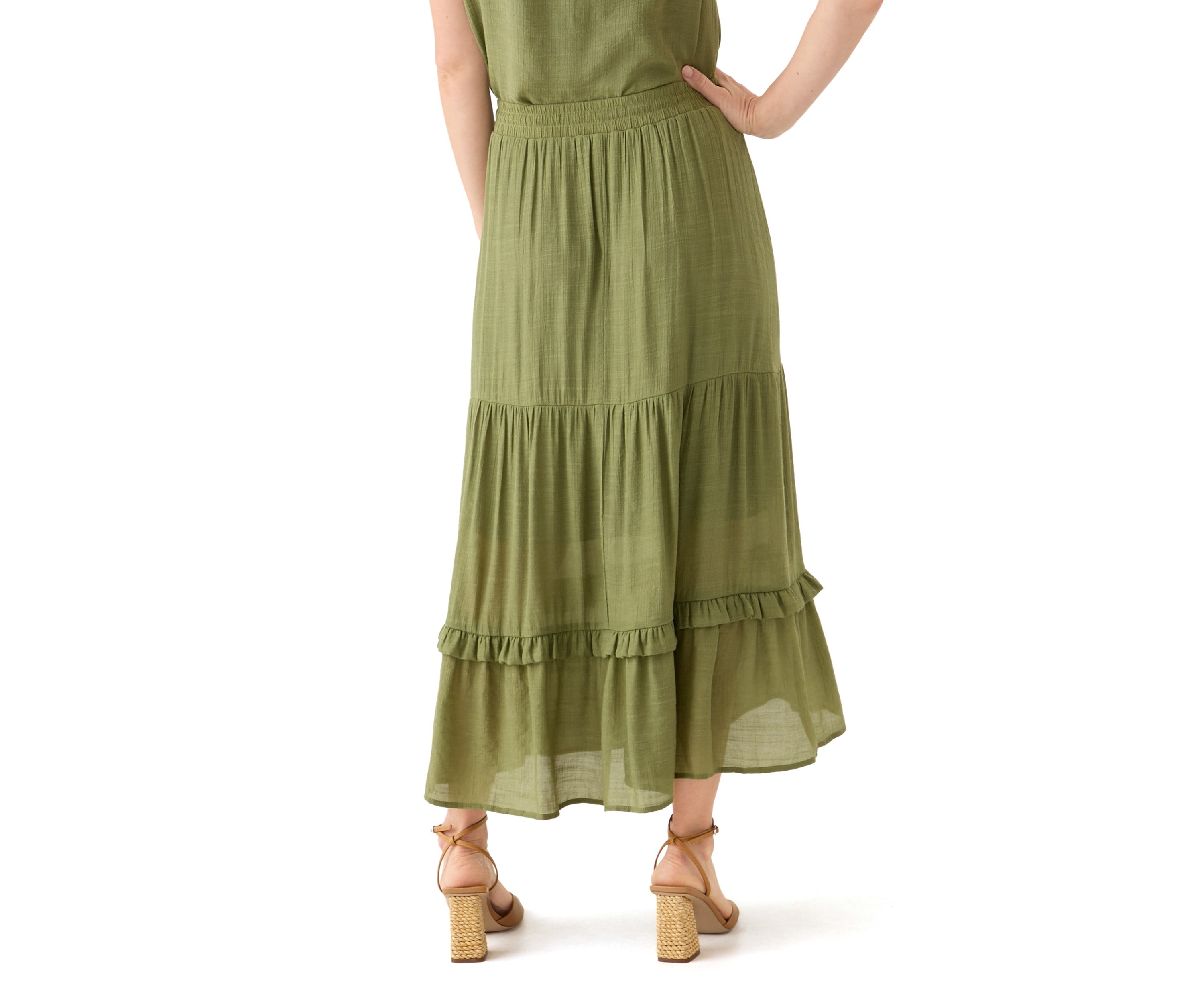 Womens Soft Tiered Maxi Skirt