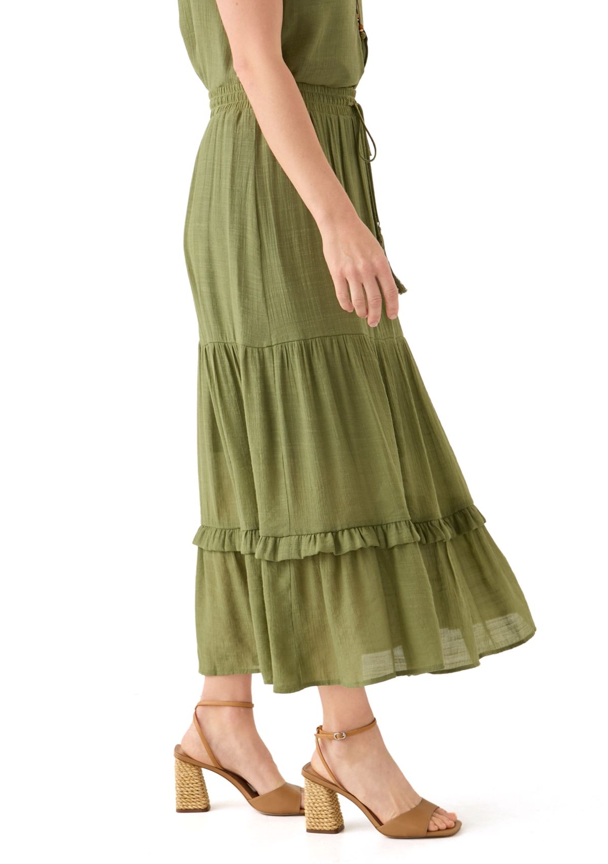 Womens Soft Tiered Maxi Skirt