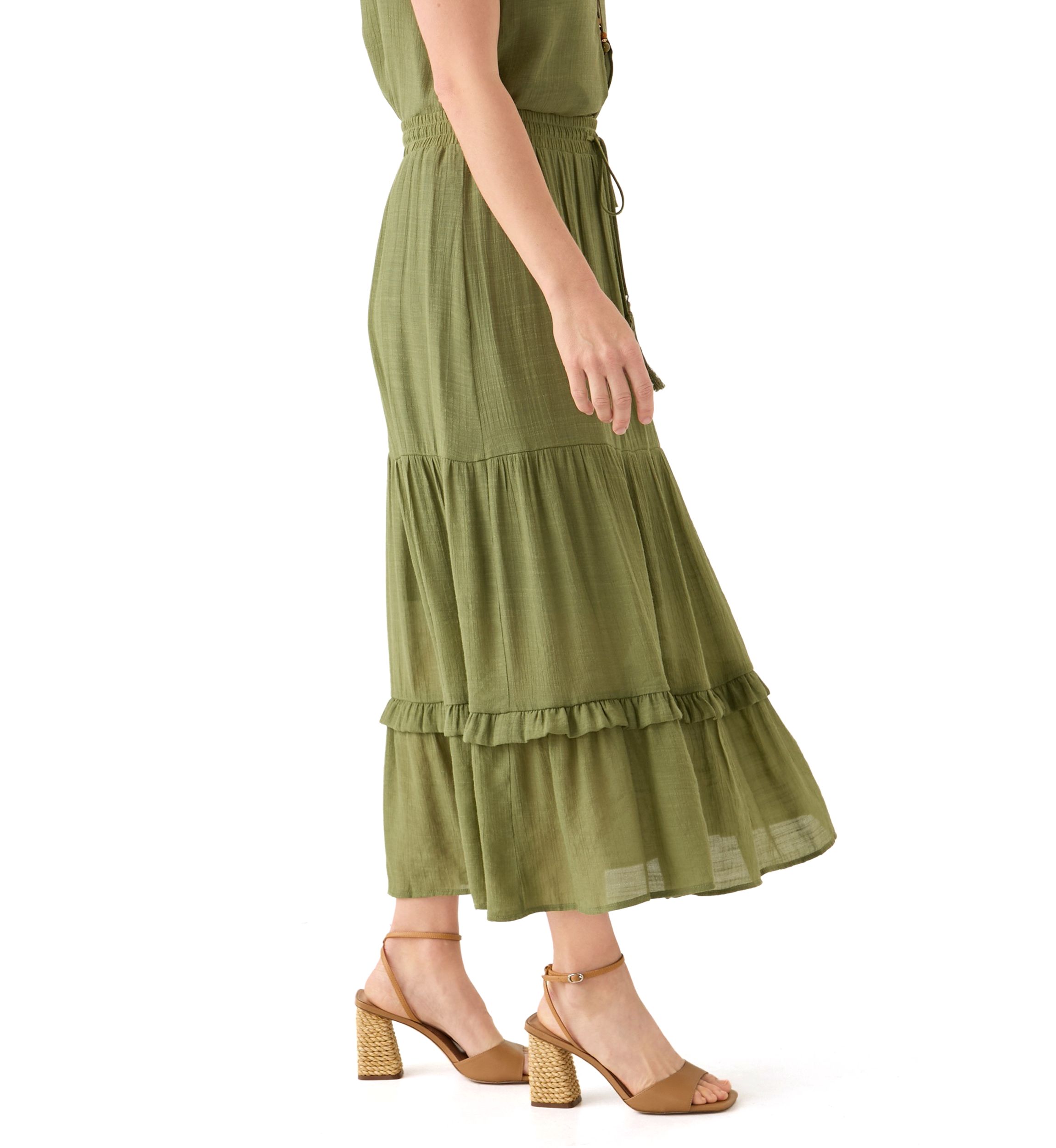 Womens Soft Tiered Maxi Skirt