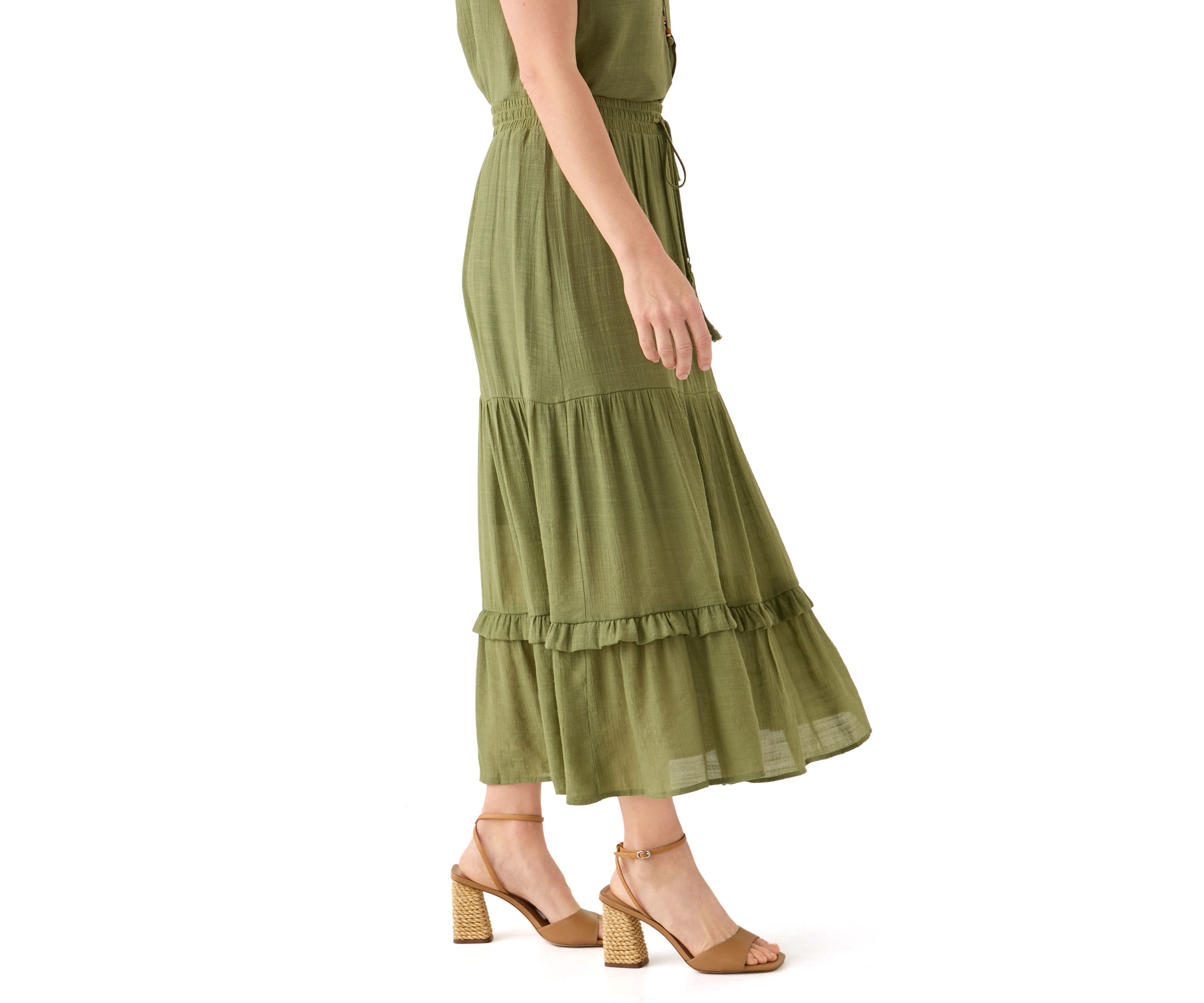 Womens Soft Tiered Maxi Skirt
