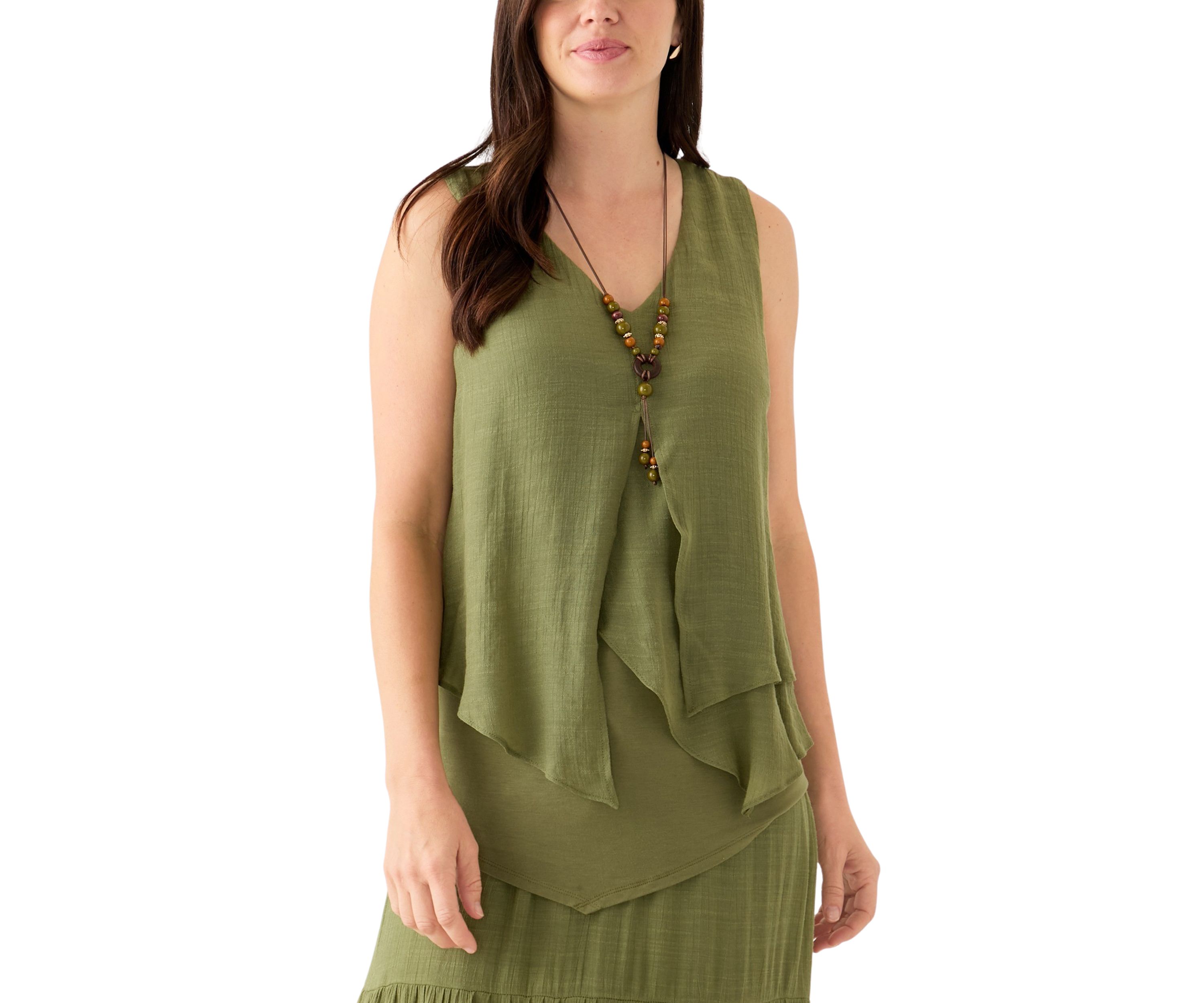 Womens Sleeveless Knit Overlay Top