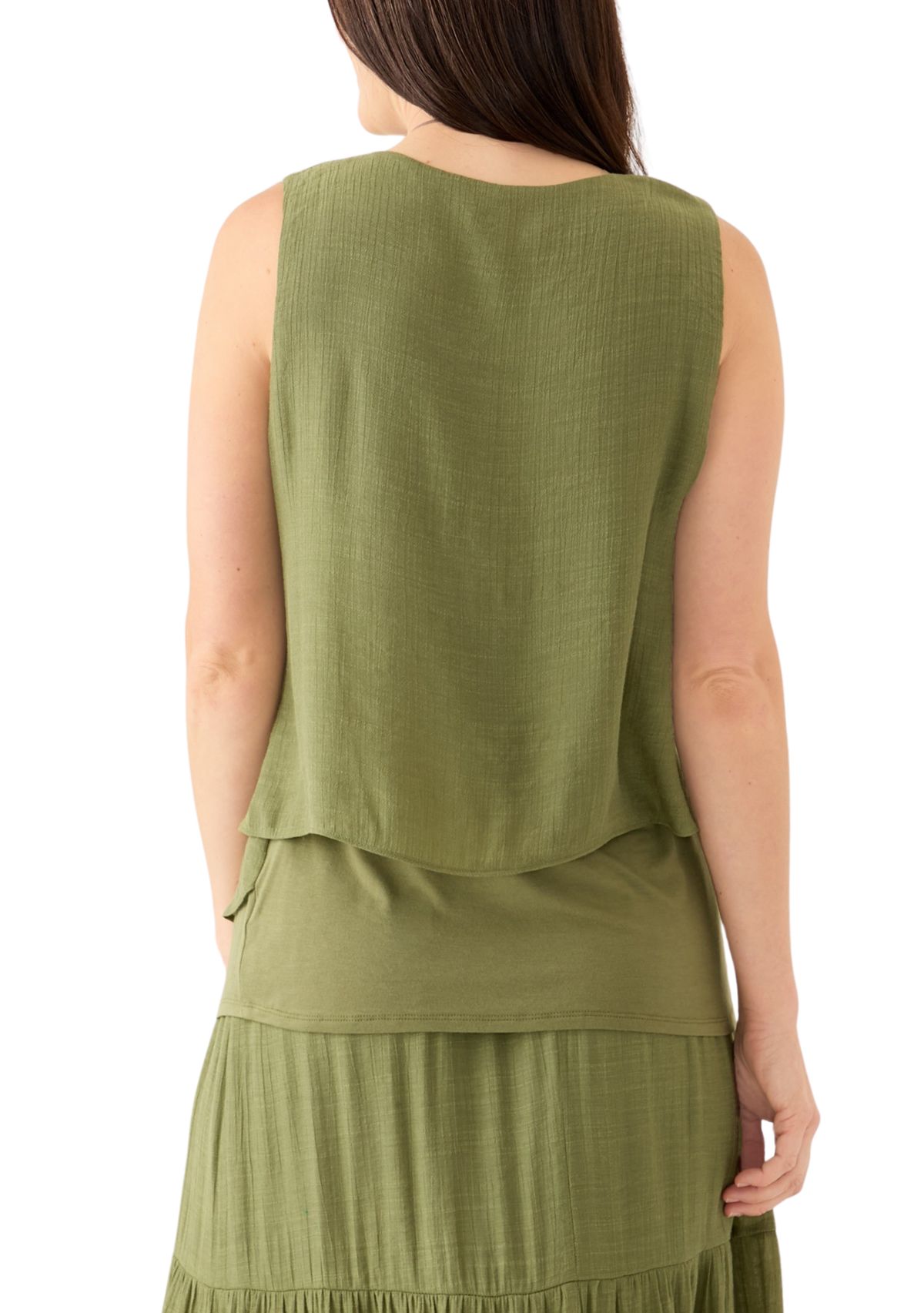 Womens Sleeveless Knit Overlay Top