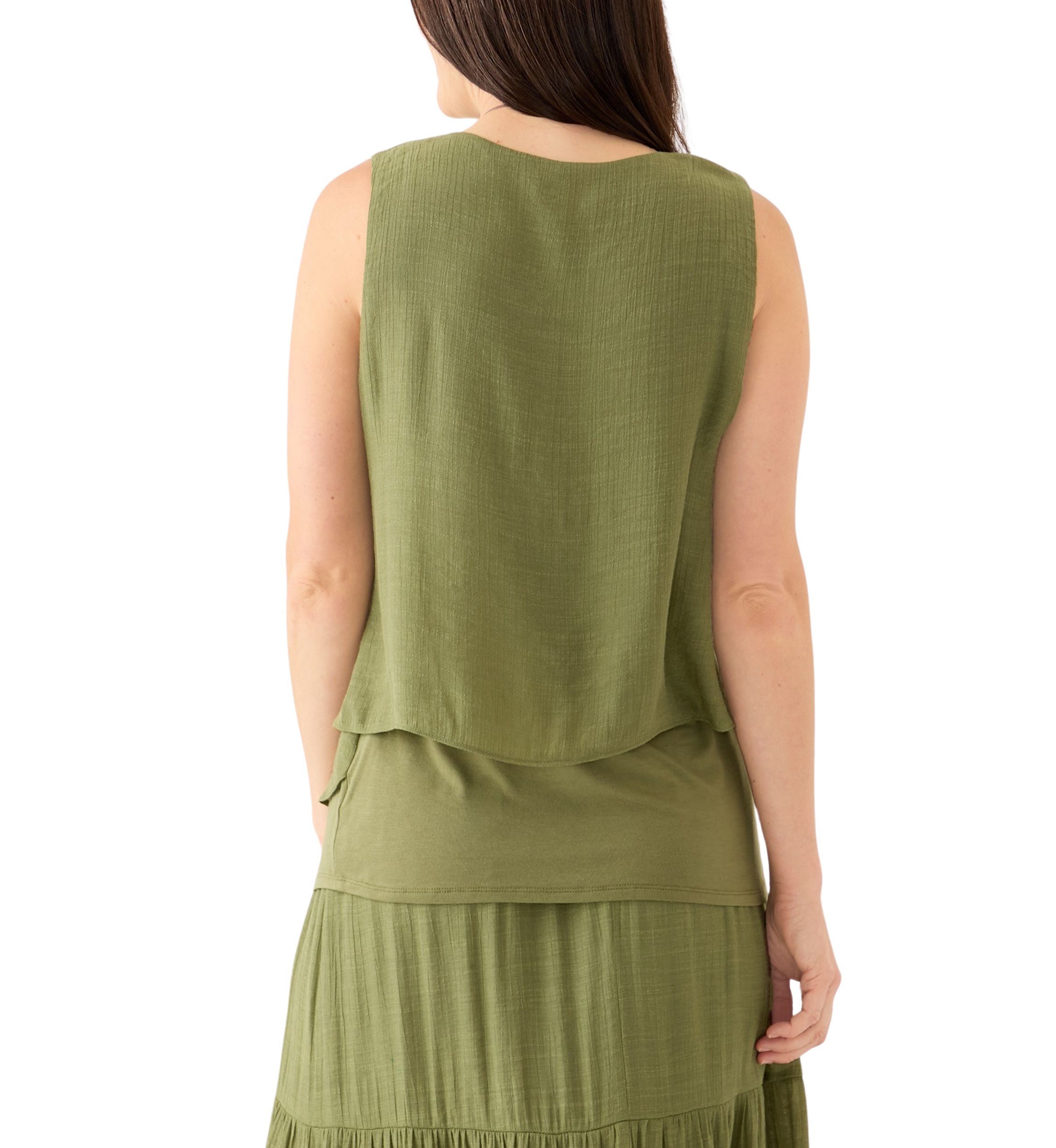 Womens Sleeveless Knit Overlay Top