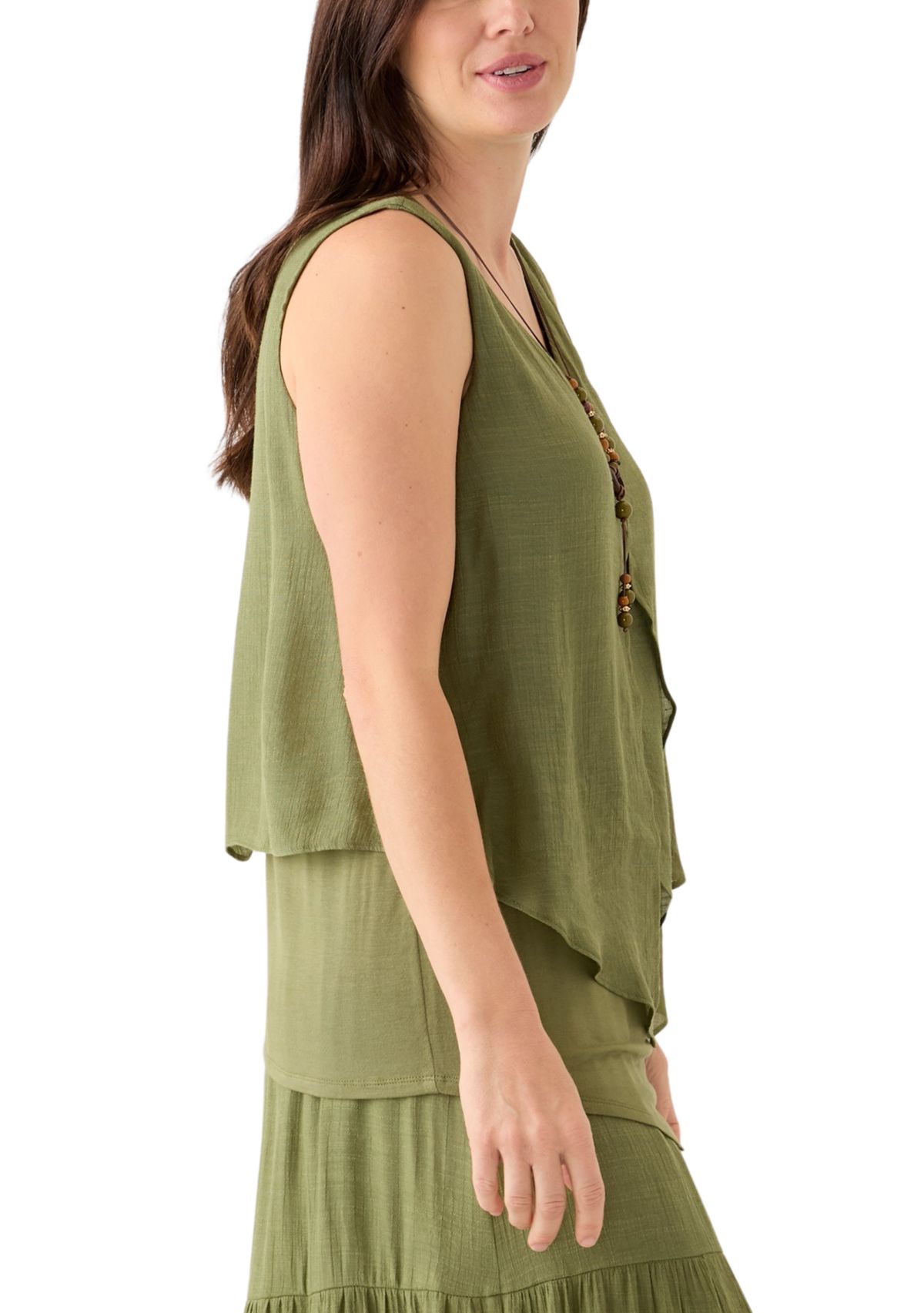 Womens Sleeveless Knit Overlay Top