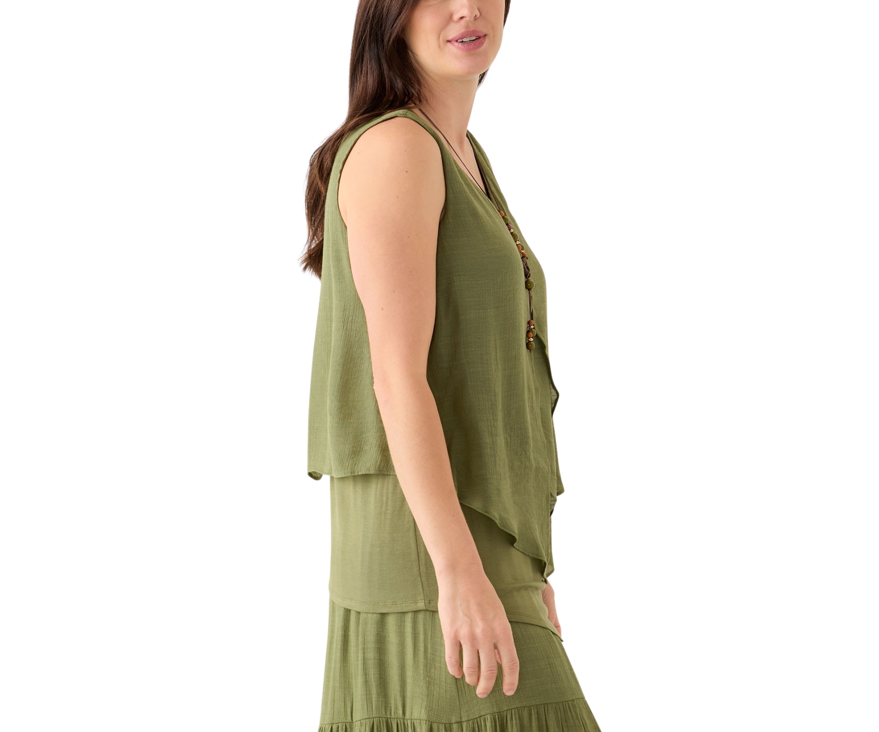 Womens Sleeveless Knit Overlay Top